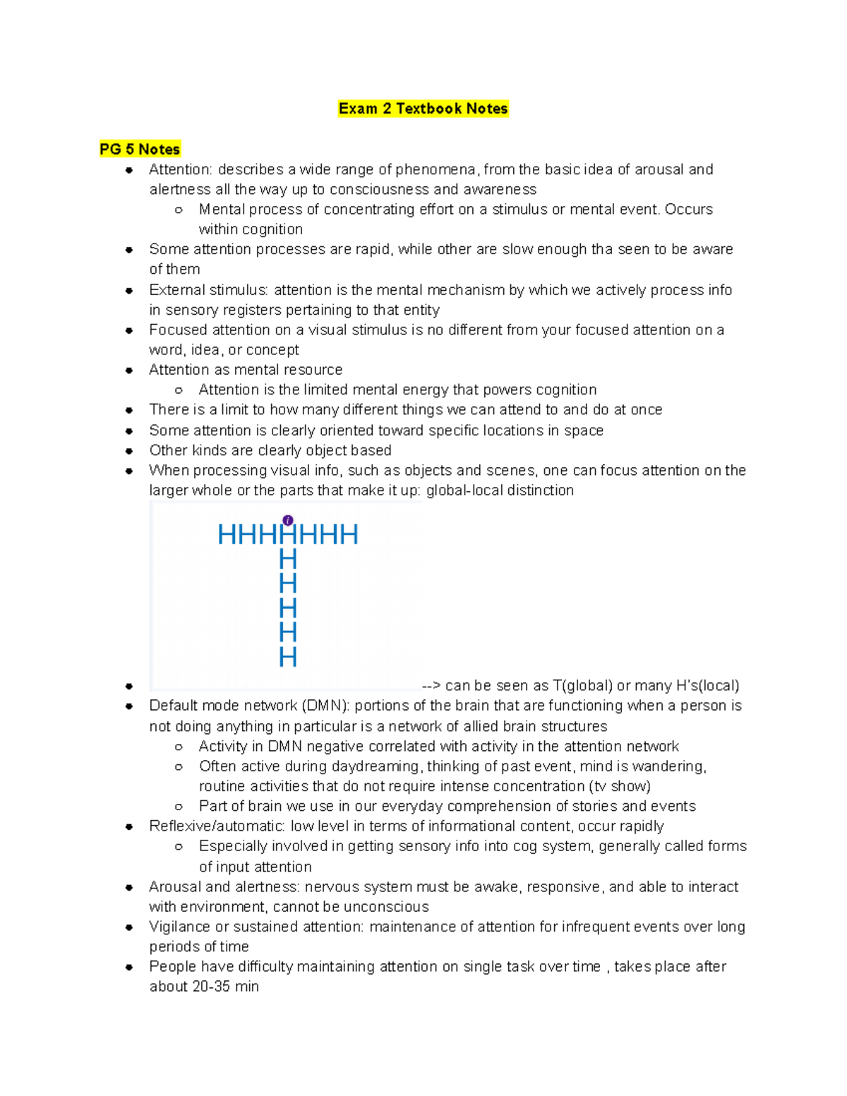 Exam 2 Textbook Notes - Exam 2 Textbook Notes PG 5 Notes Attention ...