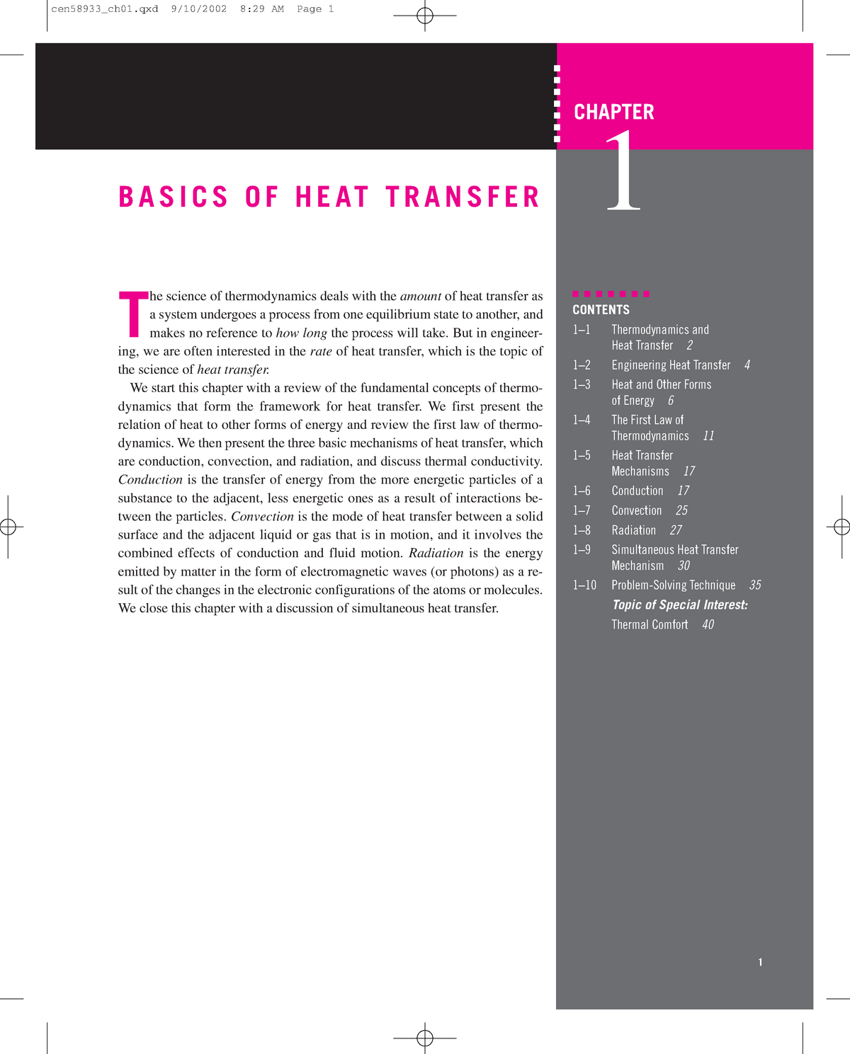 01-Chapter One - Basics Of Heat Transfer - BASICS OF HEAT TRANSFER T He ...