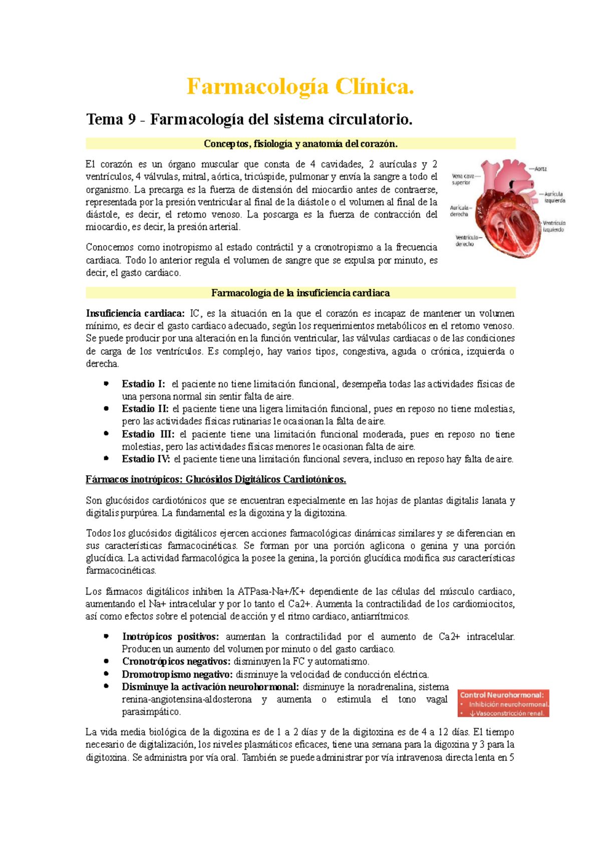 Resumo DE Farmacologia Cardiaca - RESUMO DE Pode ser de dois tipos: 1)  derivada de um problema que - Studocu