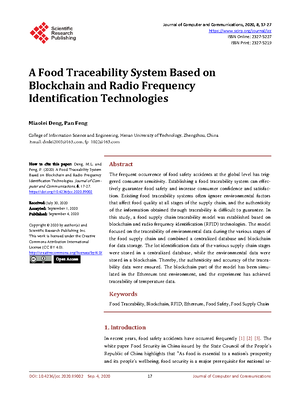 Organic Food Supply Chain Traceability using Blockchain Technology - In ...