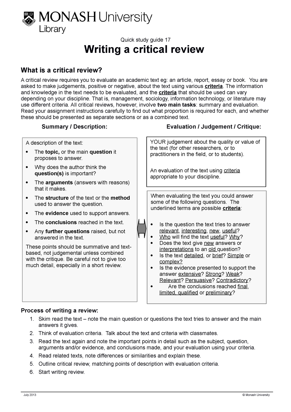 writing a critical literature review