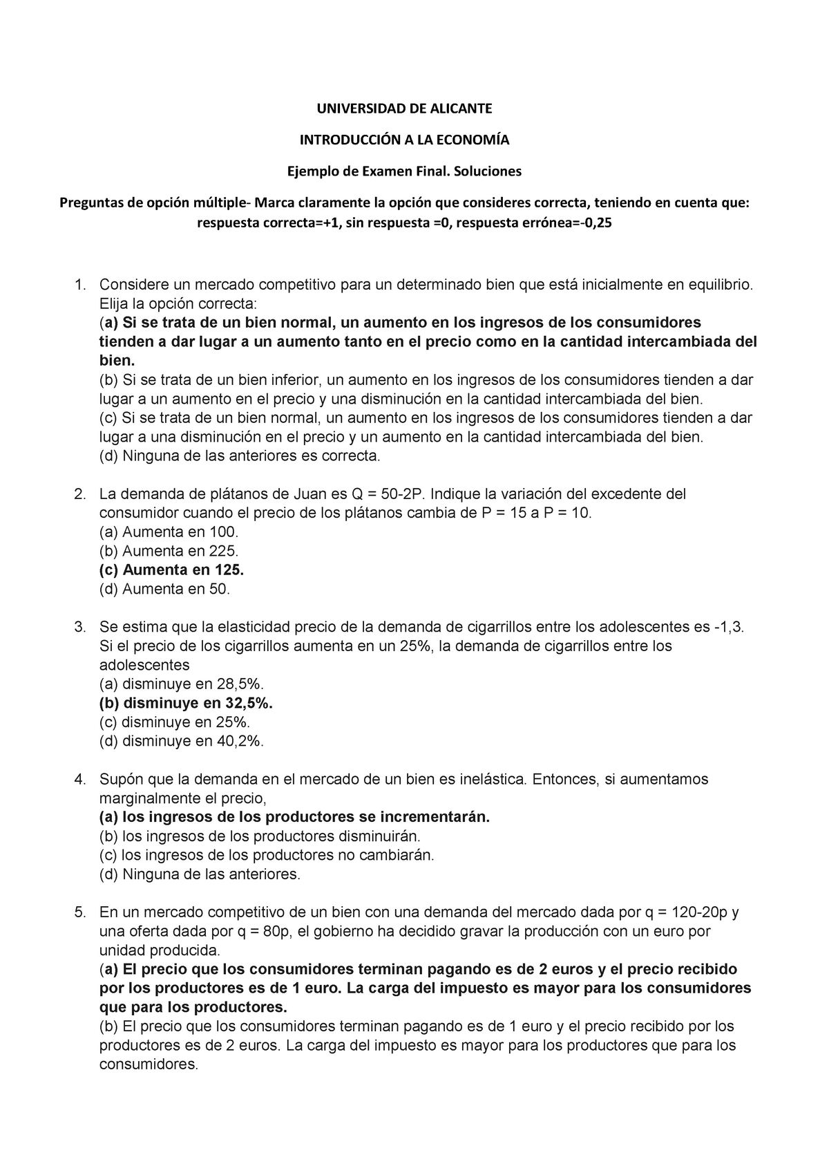 Examen Enero preguntas y respuestas UNIVERSIDAD DE ALICANTE INTRODUCCIÓN A LA