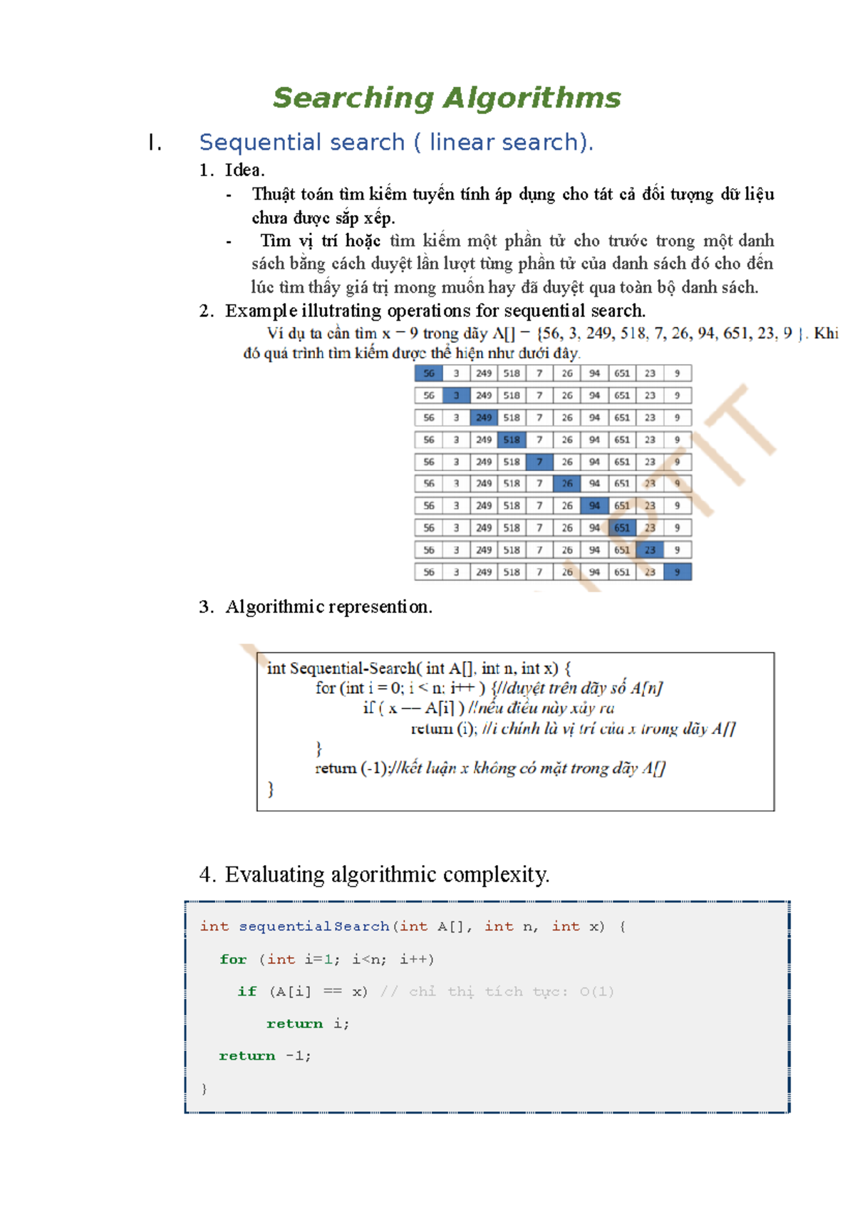 Searching-Algorithms - Searching Algorithms I. Sequential search ...