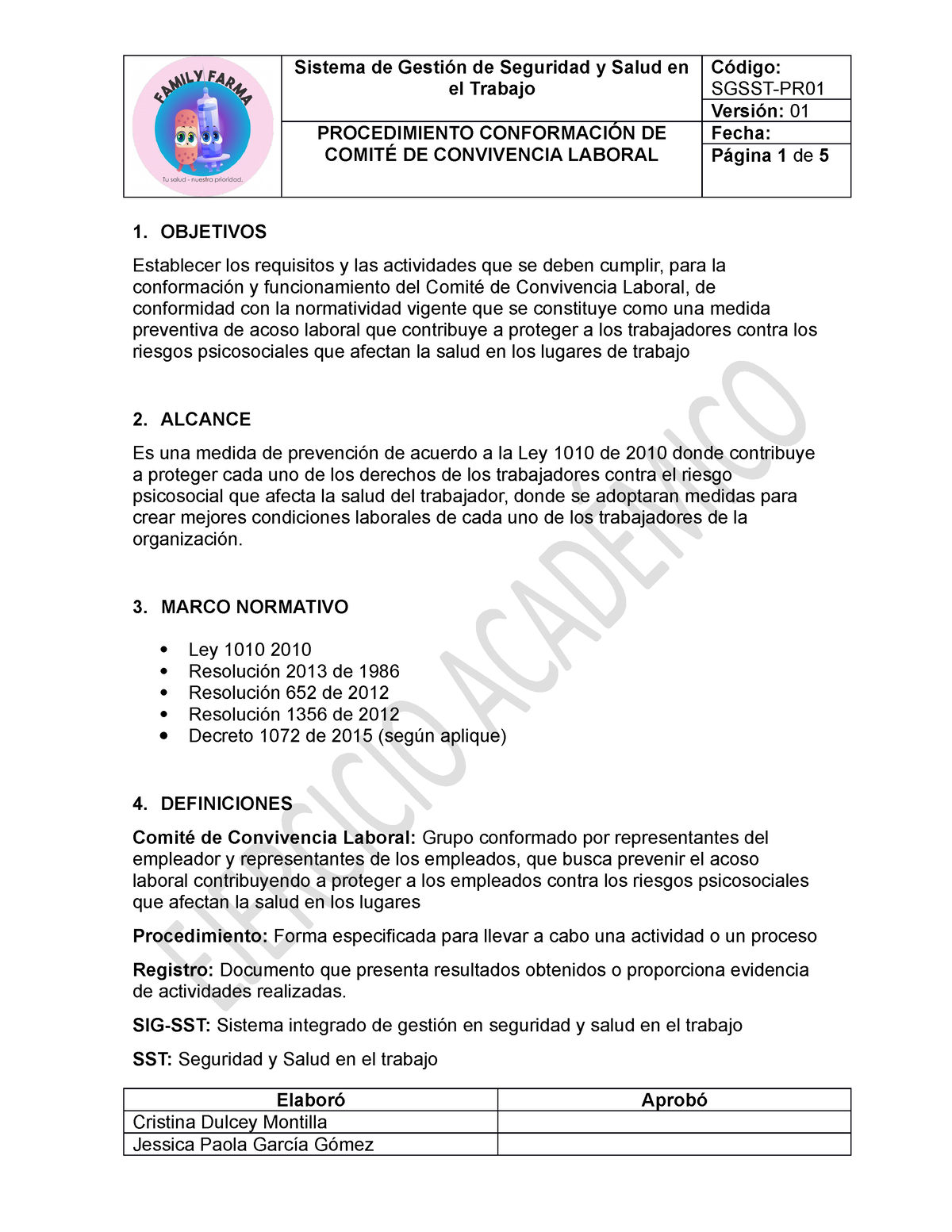 Procedimiento Conformación Comite Convivencia Laboral - El Trabajo ...