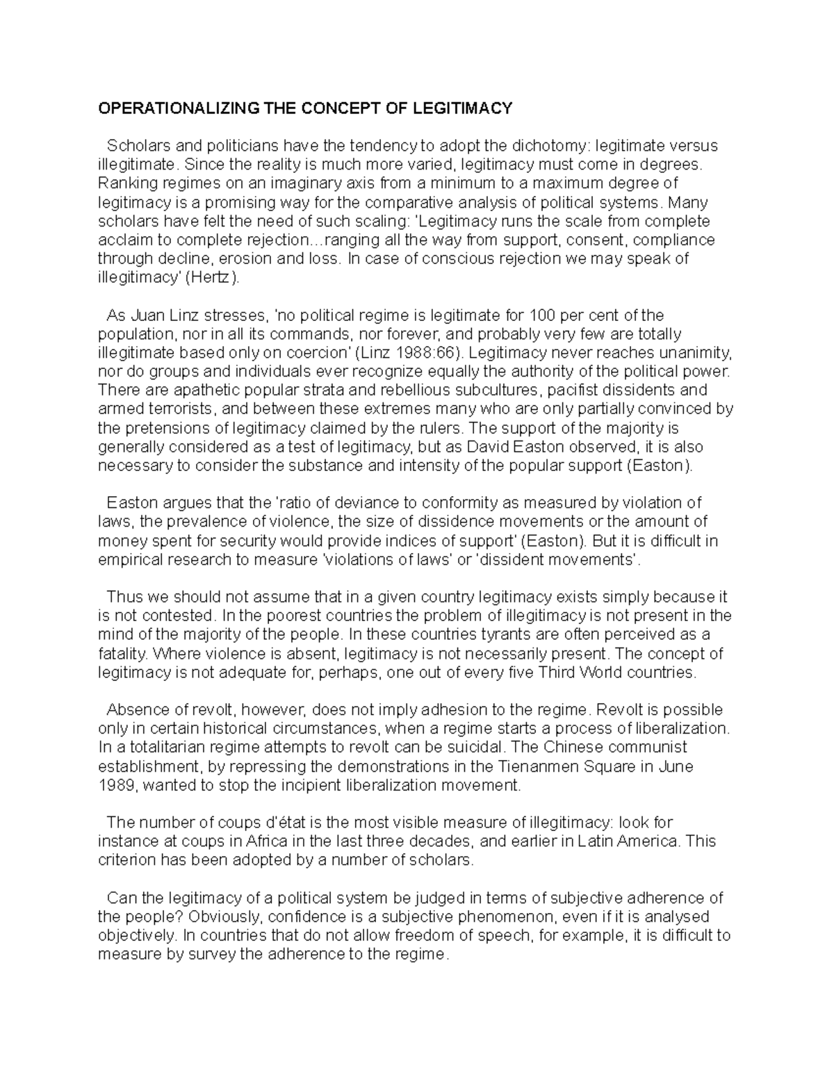 Operationalizing THE Concept OF Legitimacy - OPERATIONALIZING THE ...