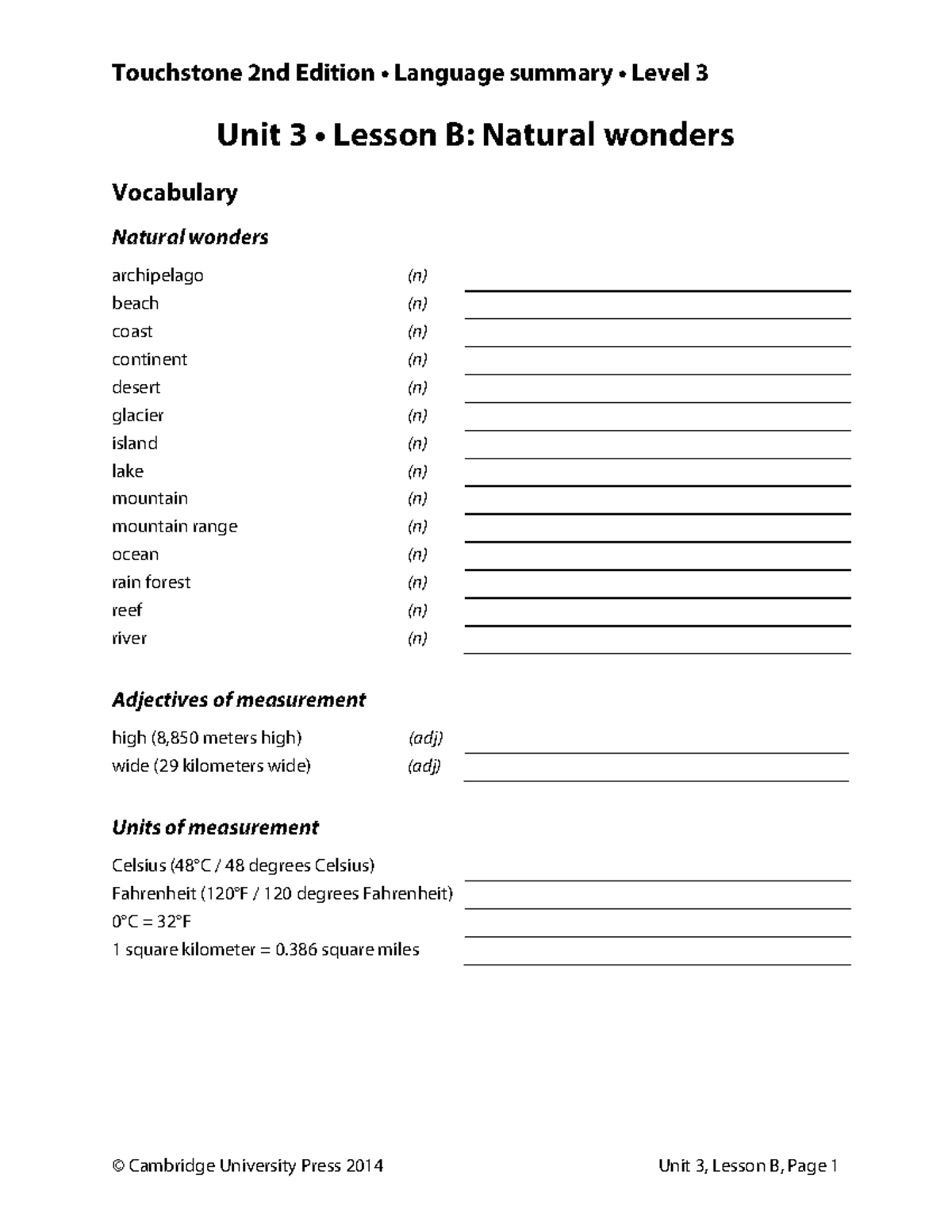 Unit 3 • Lesson B - ingl - Touchstone 2nd Edition • Language summary ...