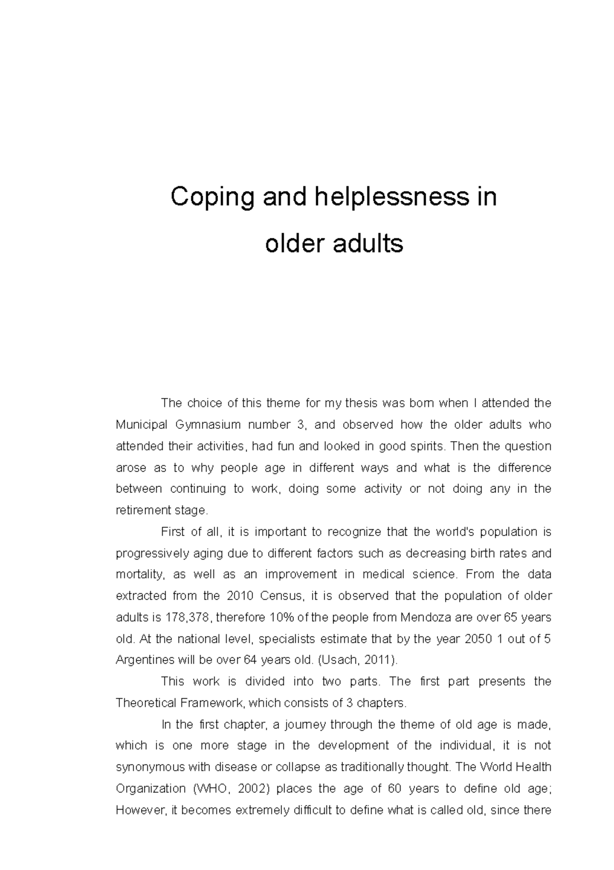 Coping and helplessness in older adults - Coping and helplessness in ...