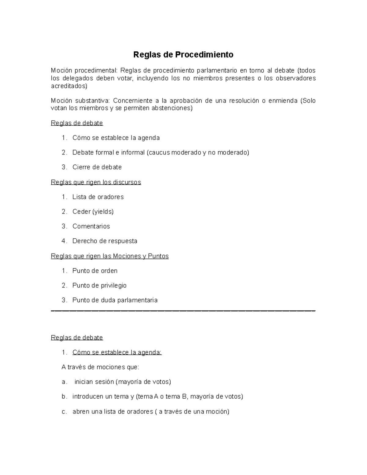 Reglas DE Procedimiento - Reglas De Procedimiento Moción Procedimental ...