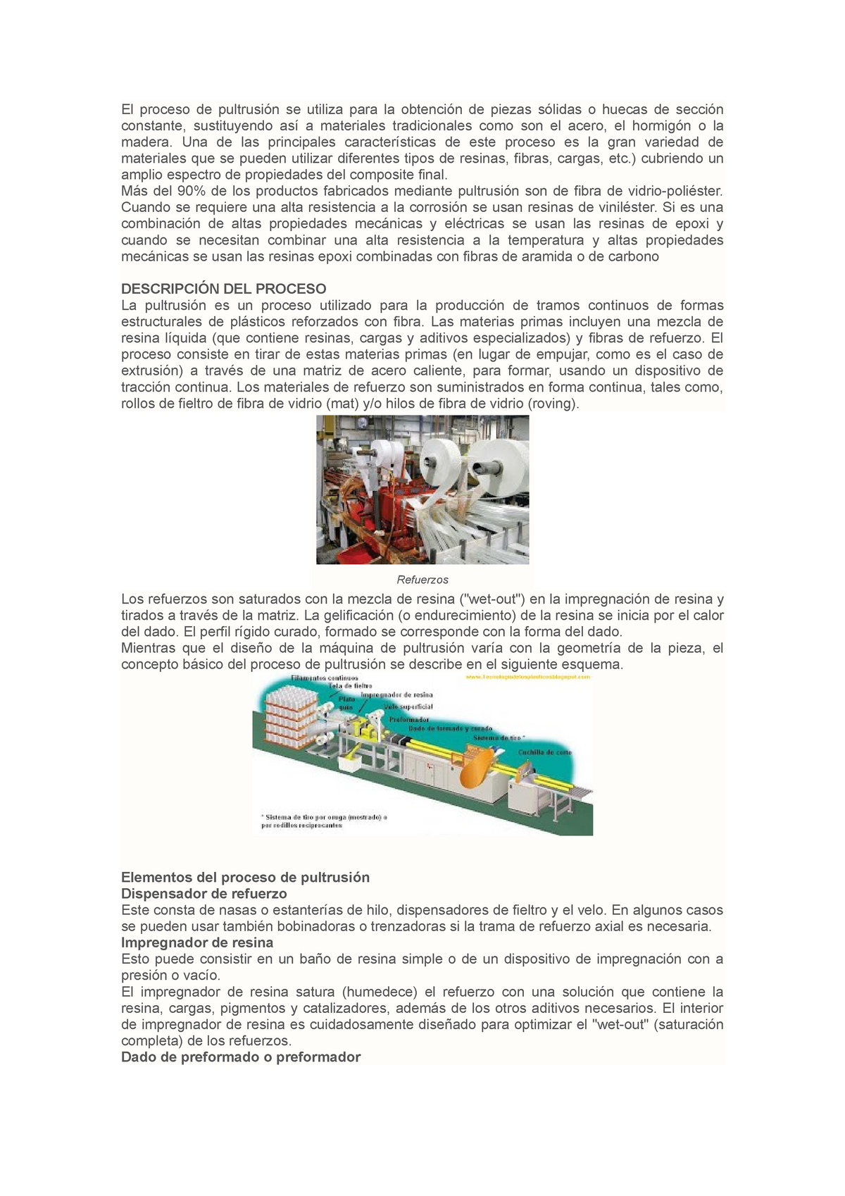 Proceso de pultrusión de la fibra de vidrio - Pultrusion technique