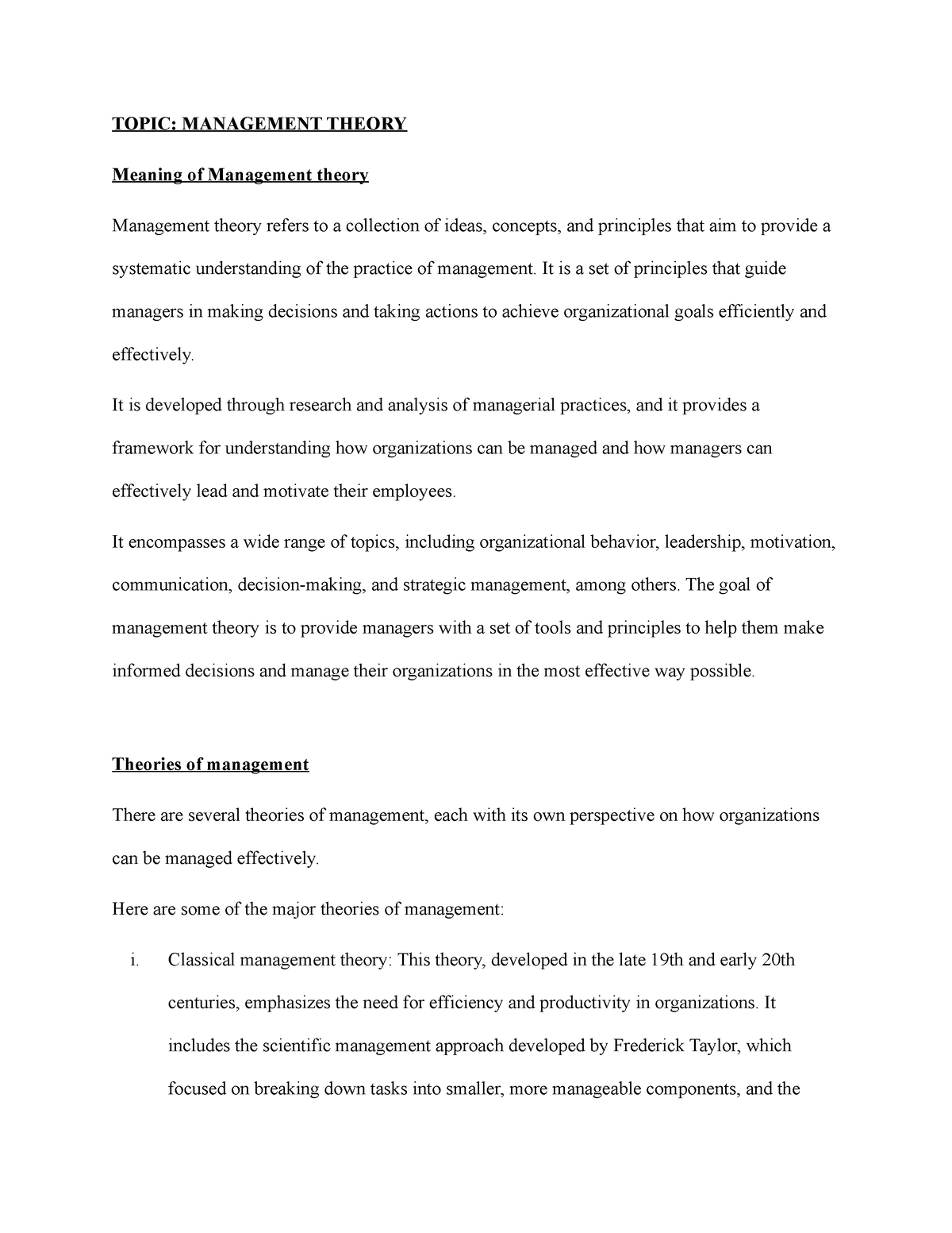 management-theory-notes-topic-management-theory-meaning-of