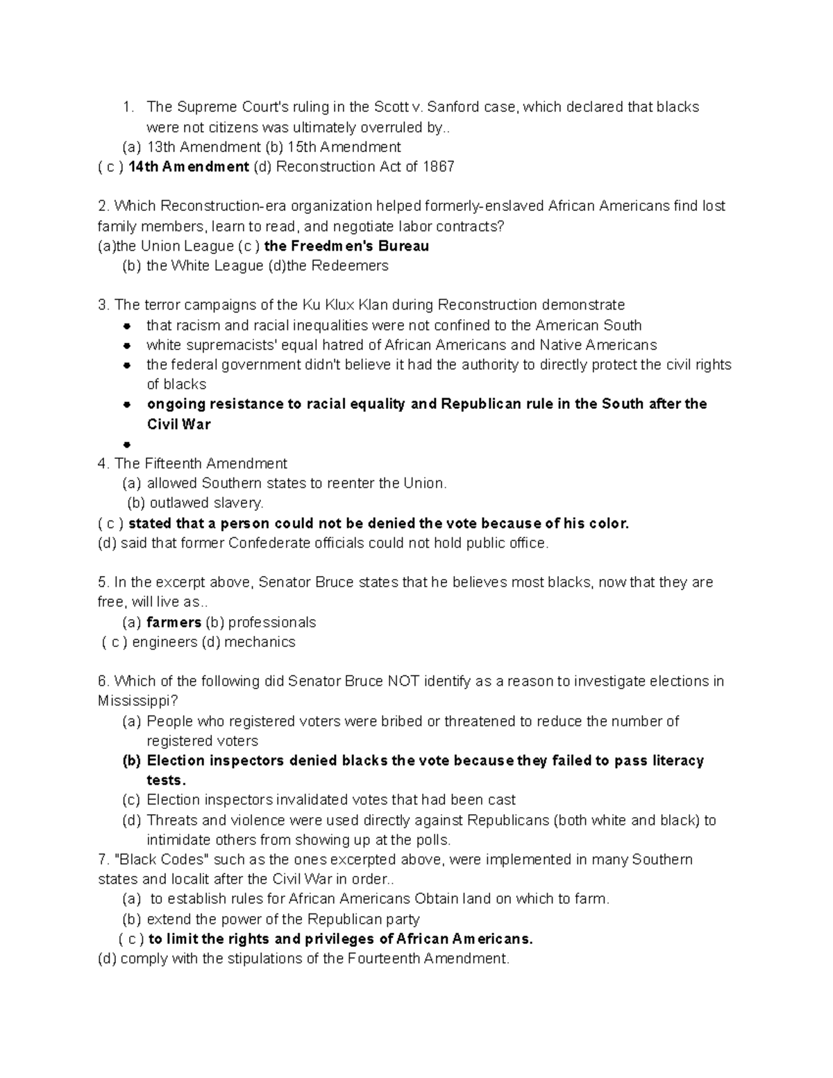 Government laws after Civil War Reconstruction Studocu