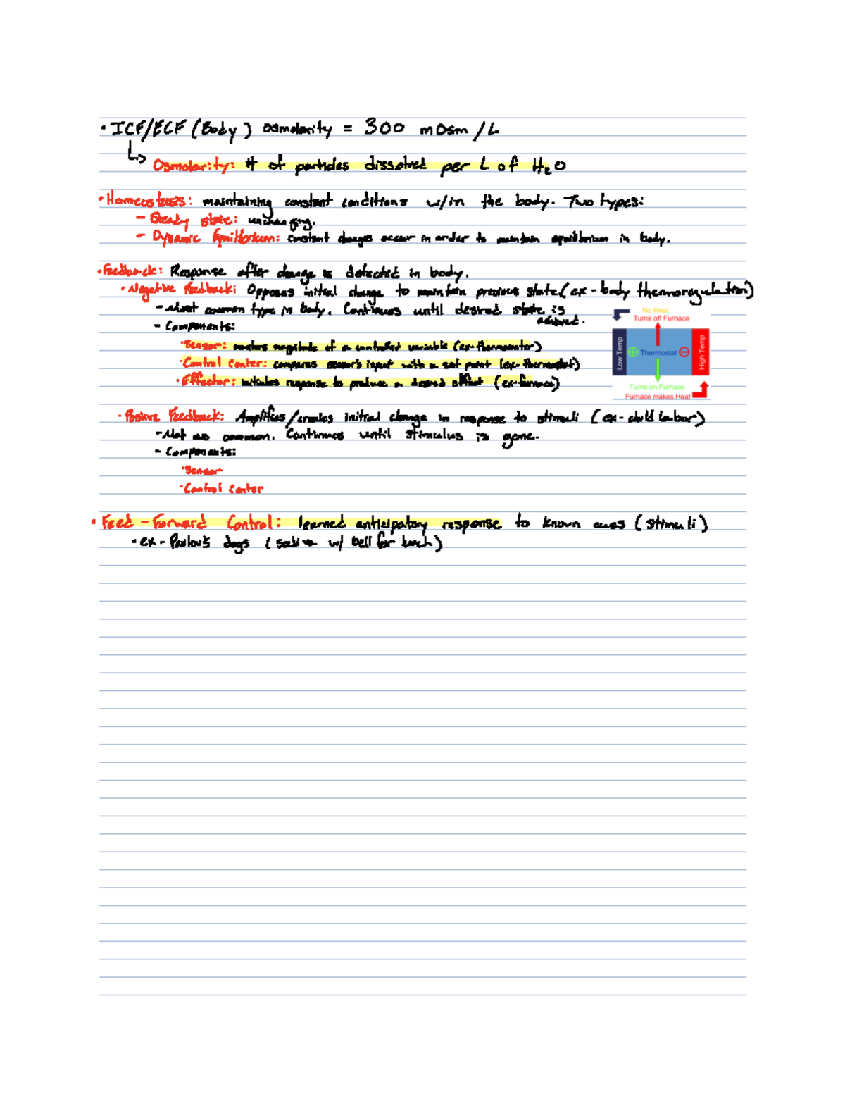 1 Homeostasis Lecture notes 1 ICF ECF Body osmolarity 300 mosm L