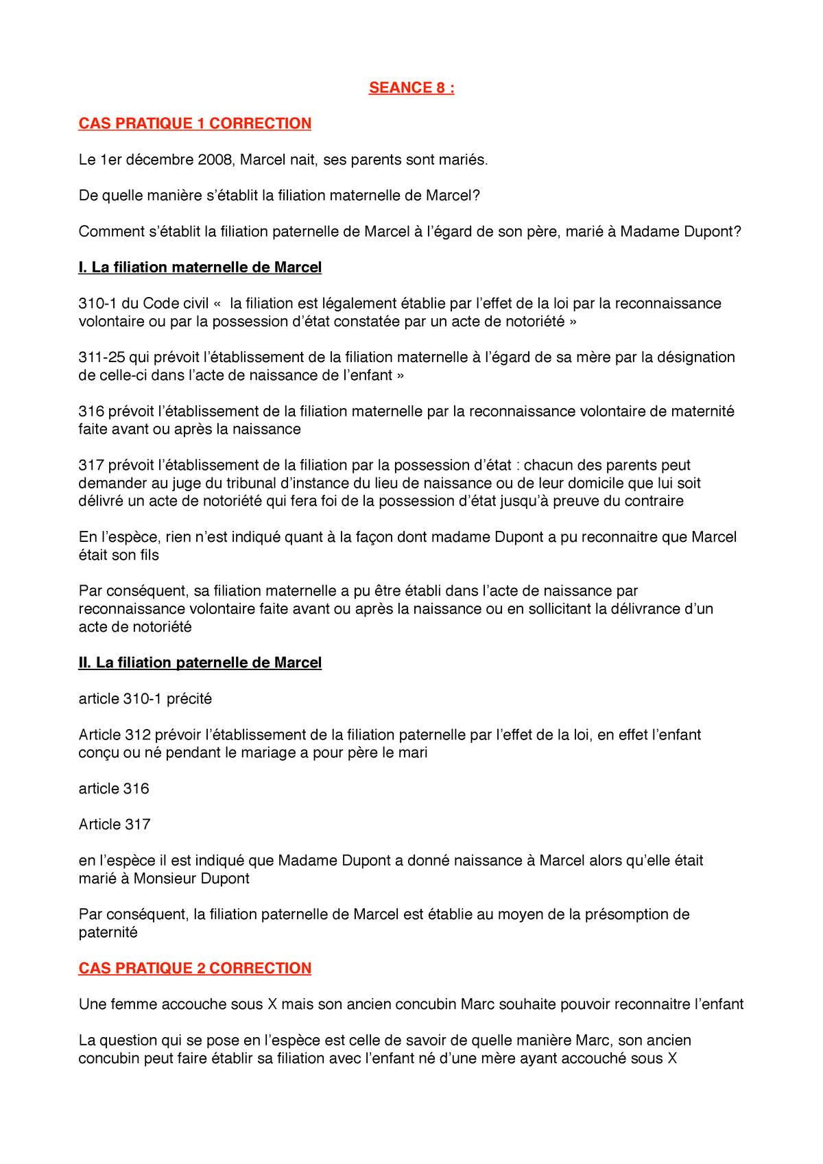 cas pratiques seance 8 cas pratique 1 correction le 1er décembre