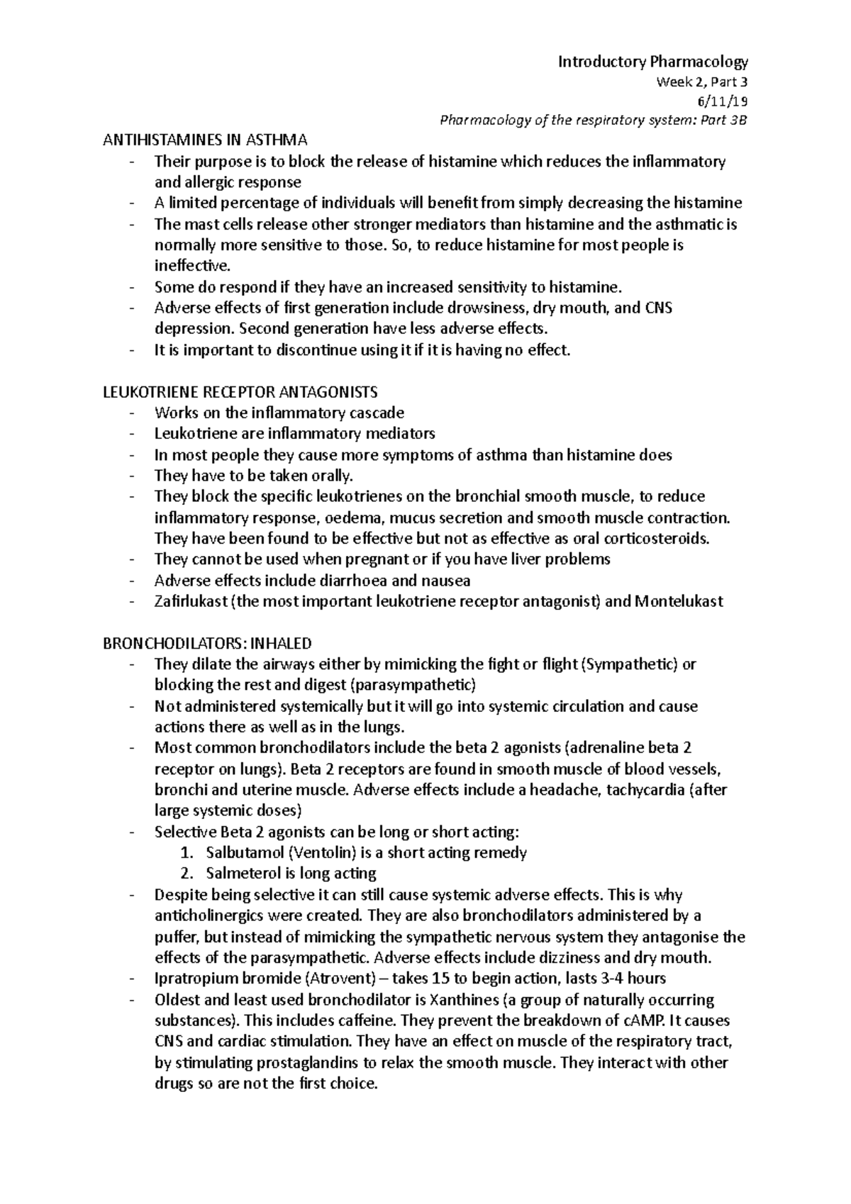 Week2, Part 3B - Week 2 lecture notes - Pharmacology - Introductory ...