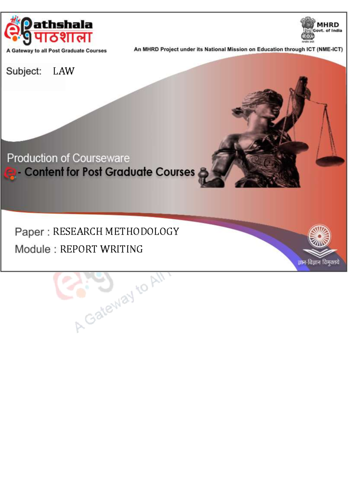 Report-writing - Report Writing - LAW RESEARCH METHODOLOGY REPORT ...