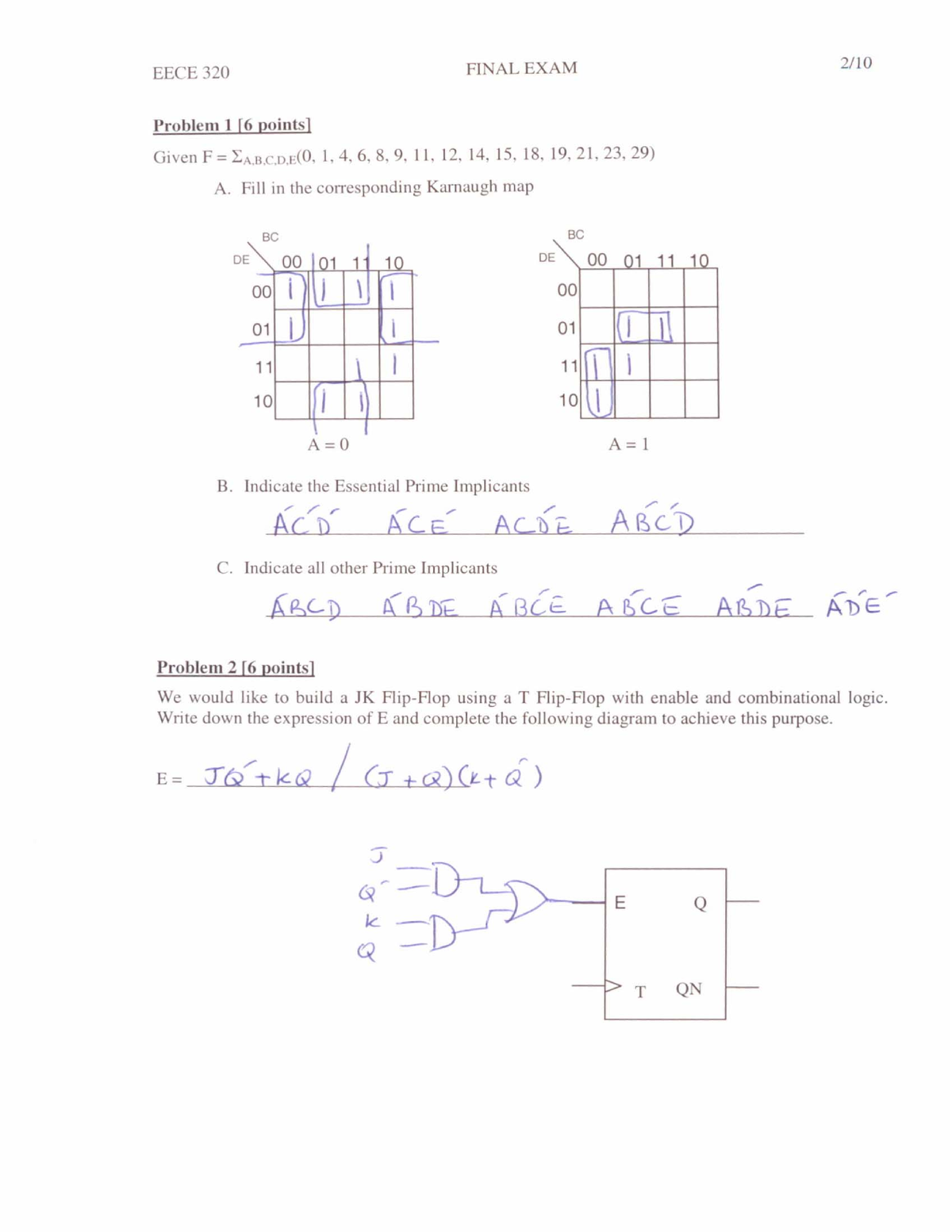 💛previous Final Solution💛 Eece 320 Final Exam Problem 16 Given F Eabcd0 1 4 6 8 9 11 9031