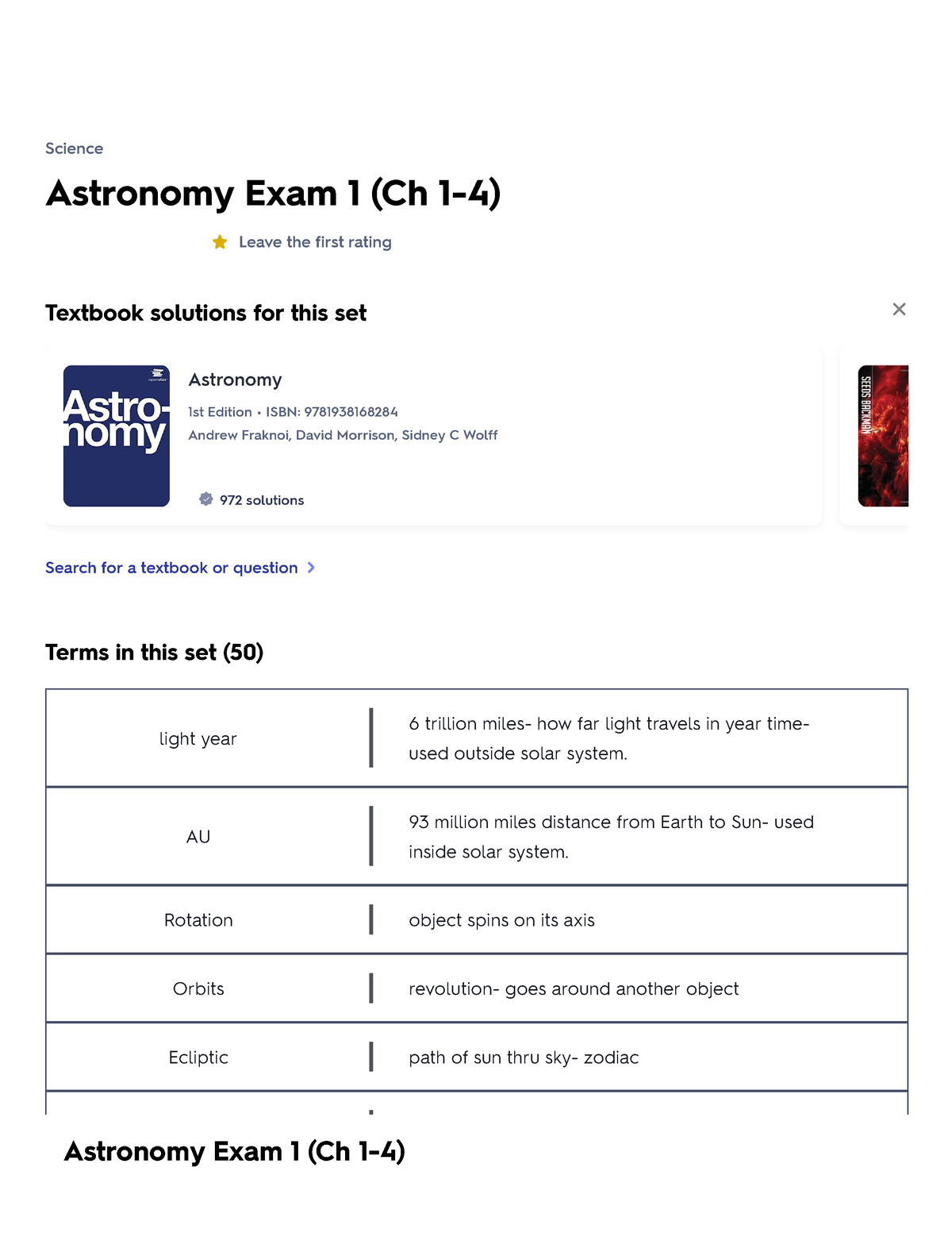 Astronomy Exam 1 (Ch 1-4) Flashcards Quizlet - Astronomy Exam 1 (Ch 1-4 ...