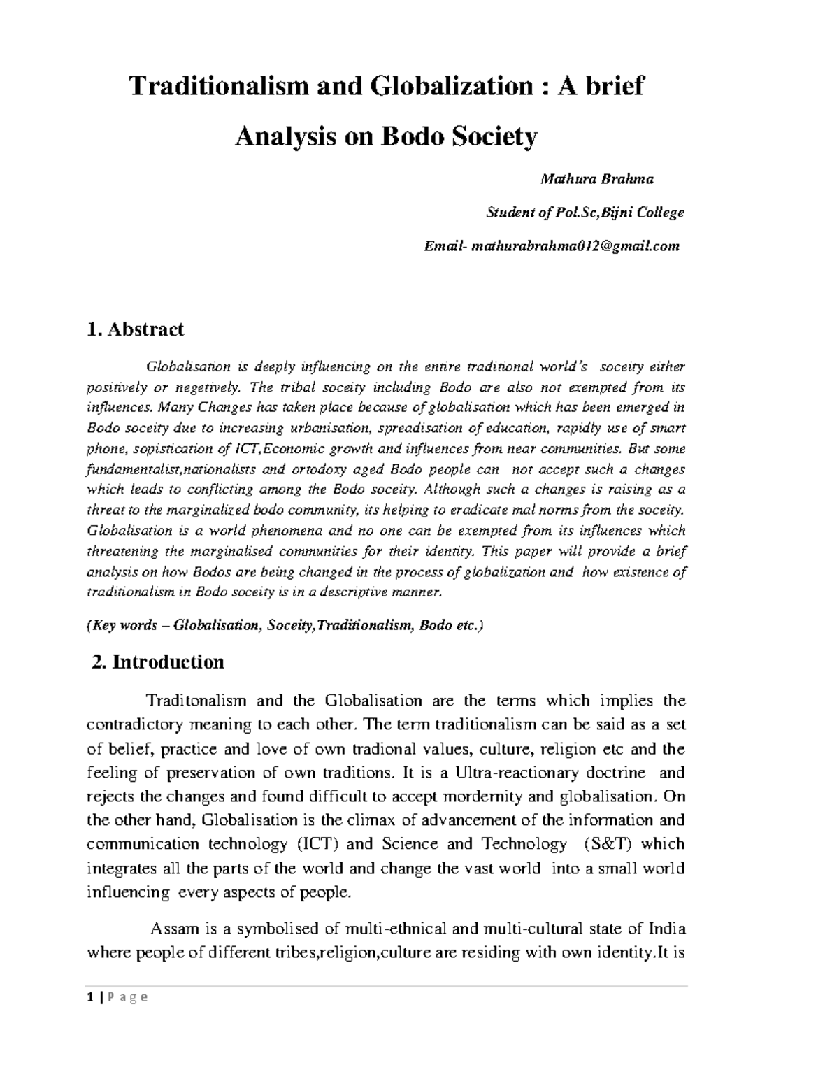 Traditionalism and globalization - Abstract Globalisation is deeply ...