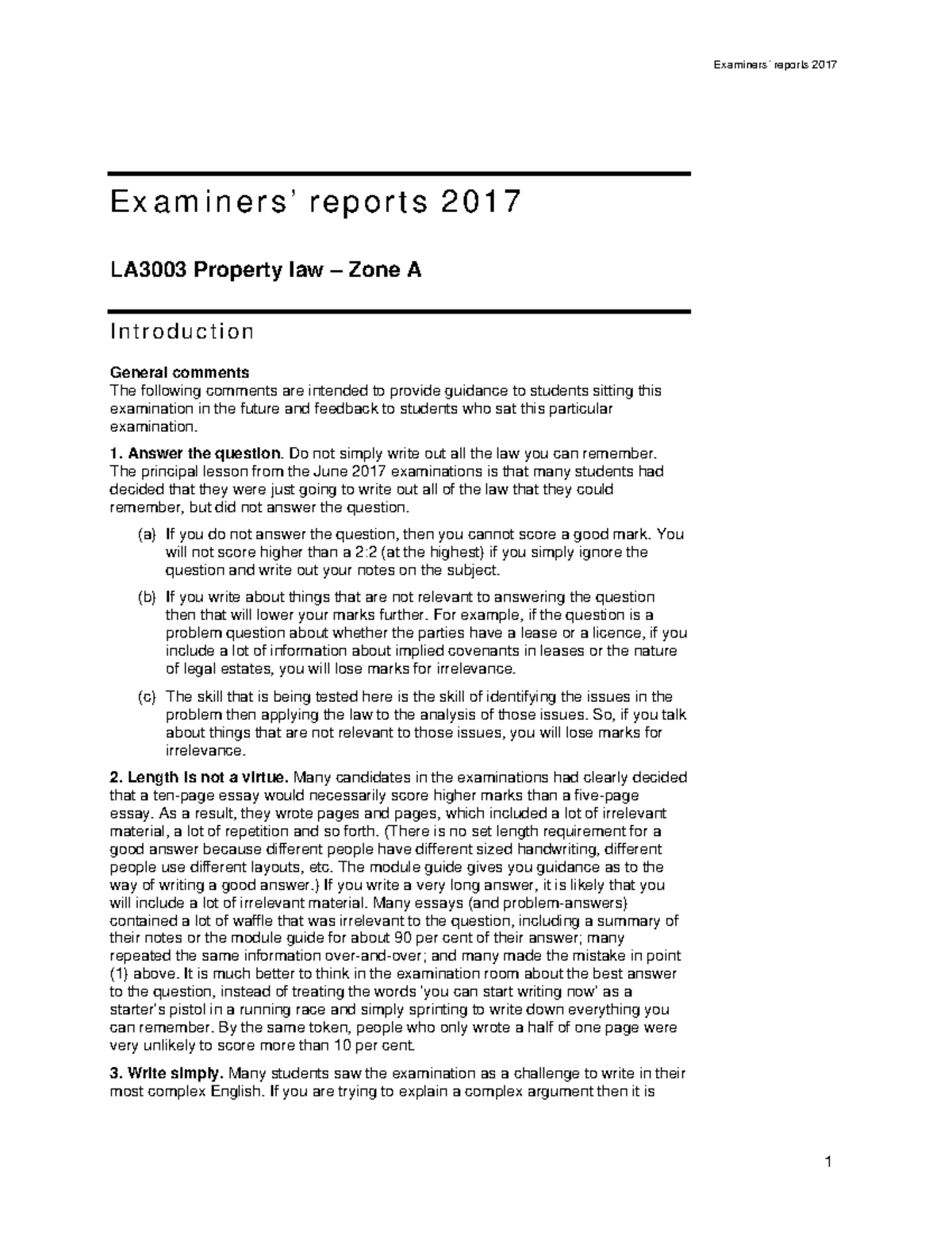 Property Level 5 Exam 2017 Report ZONE A - Examiners’ Reports 2017 ...