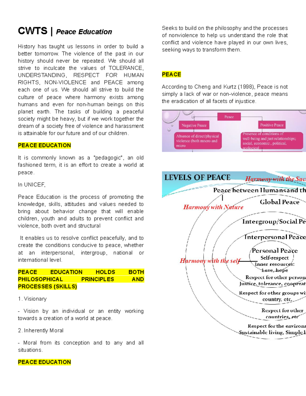 Peace-education - None - CWTS | Peace Education History has taught us ...