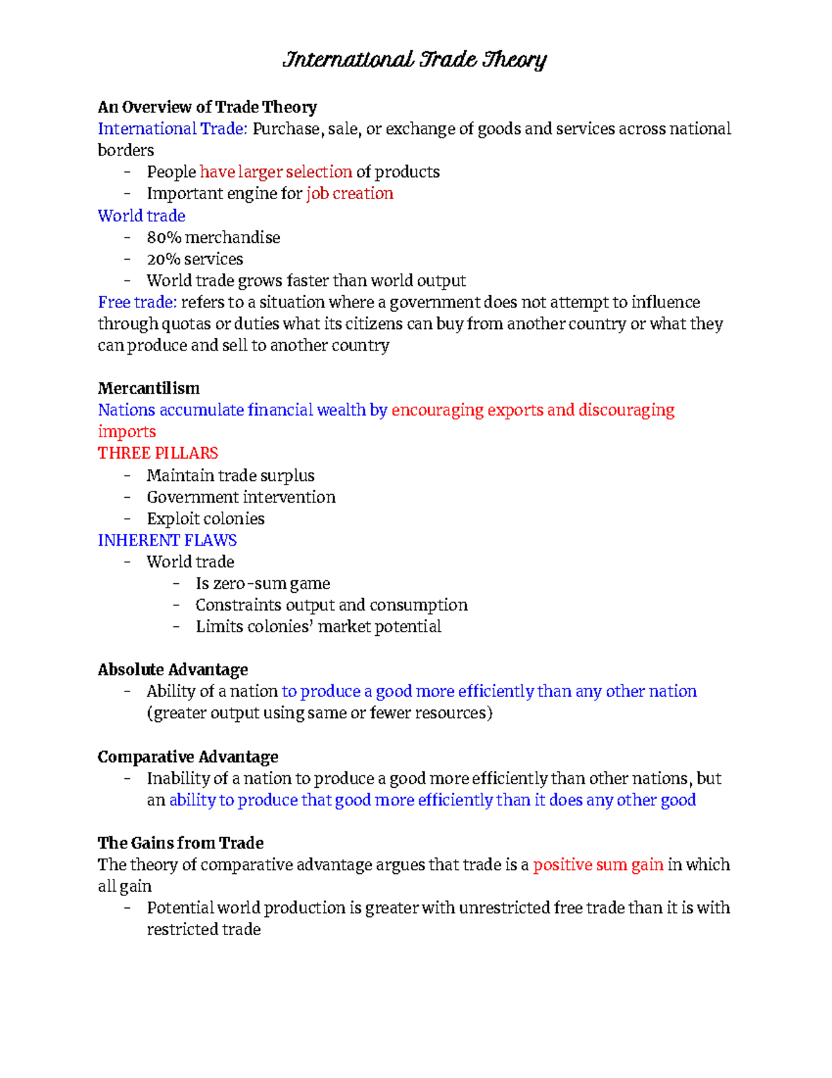 Ch.6 International Trade Theory - An Overview of Trade Theory ...