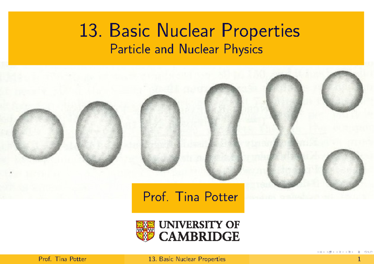 Lecture Basic Nuclear Properties Basic Nuclear Properties Particle And Nuclear Physics