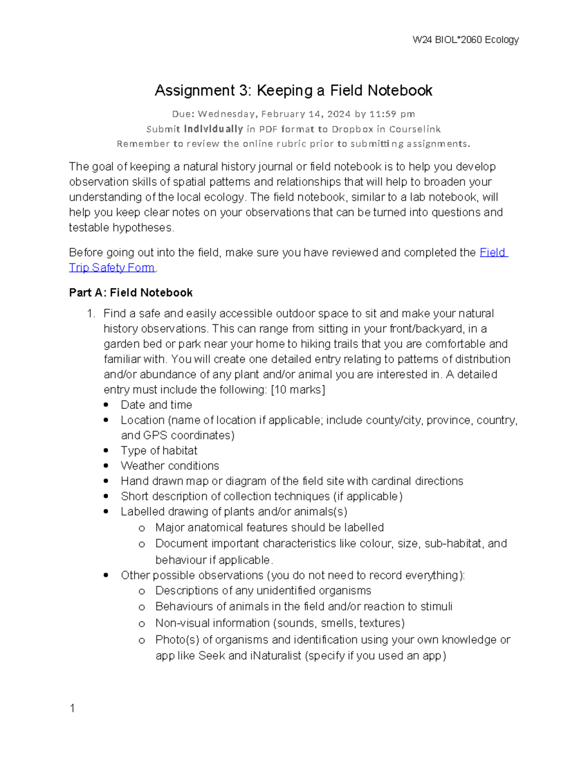 Field notebook - please do not copy, be smart and use a reference ...