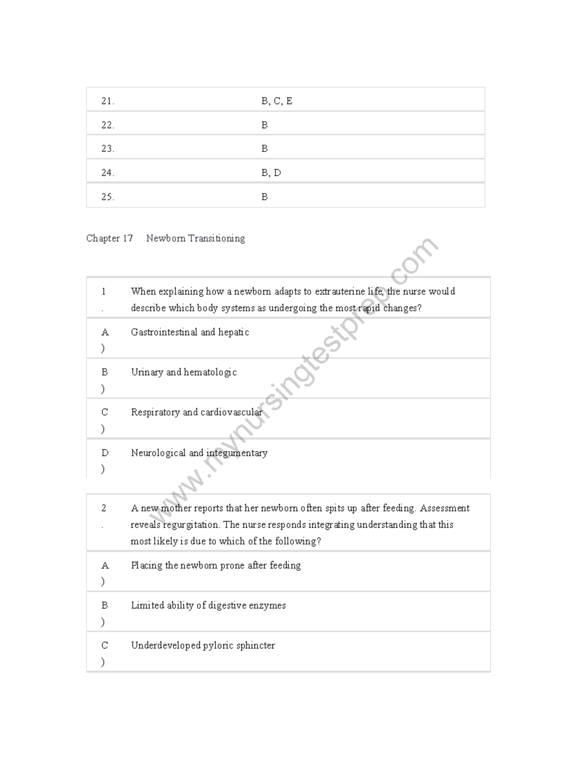 Studco - Chapter 17 Study Questions - 21. B, C, E 22. B 23. B 24. B, D ...