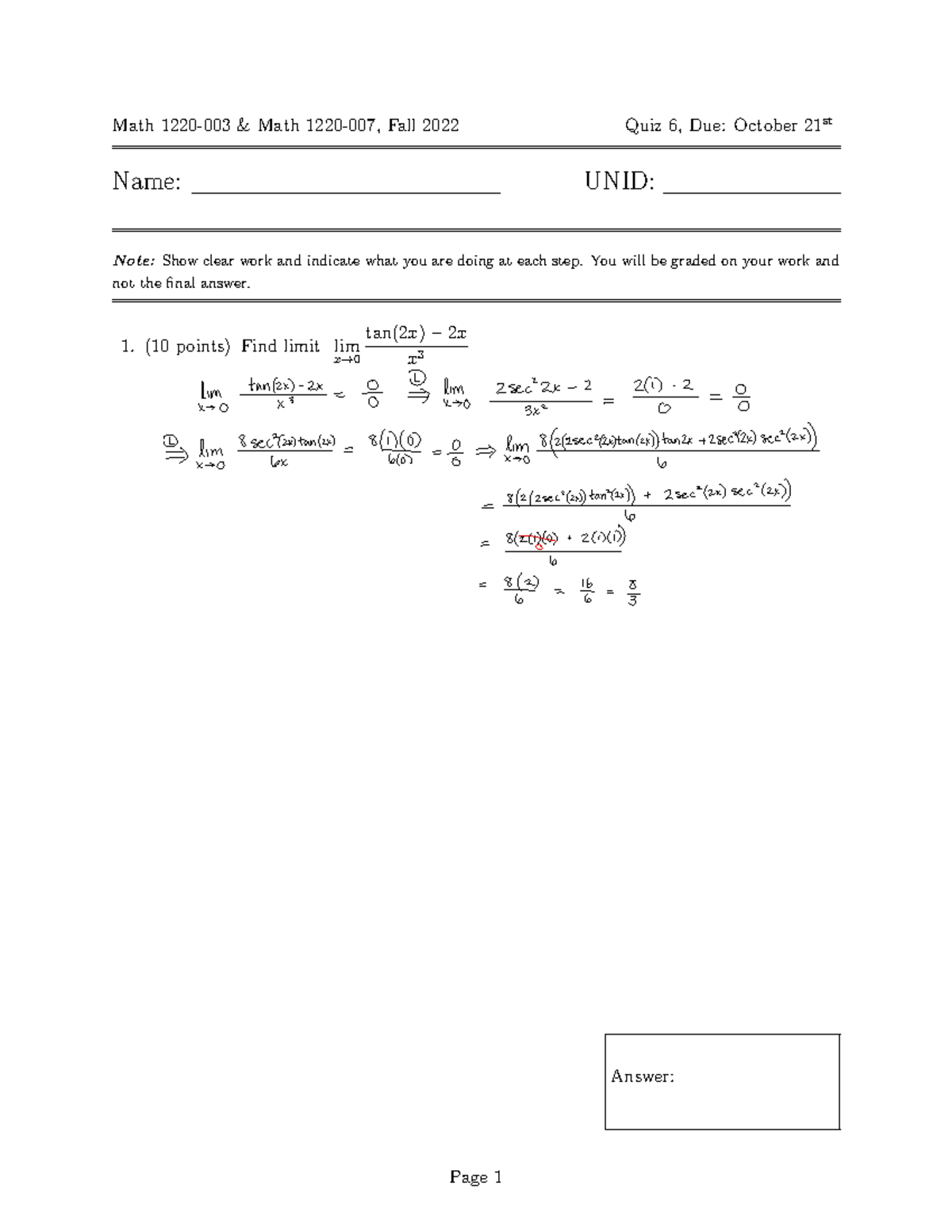 Quiz+6 - Weekly assigned quiz in Calculus 2 class - Math 1220-003 ...