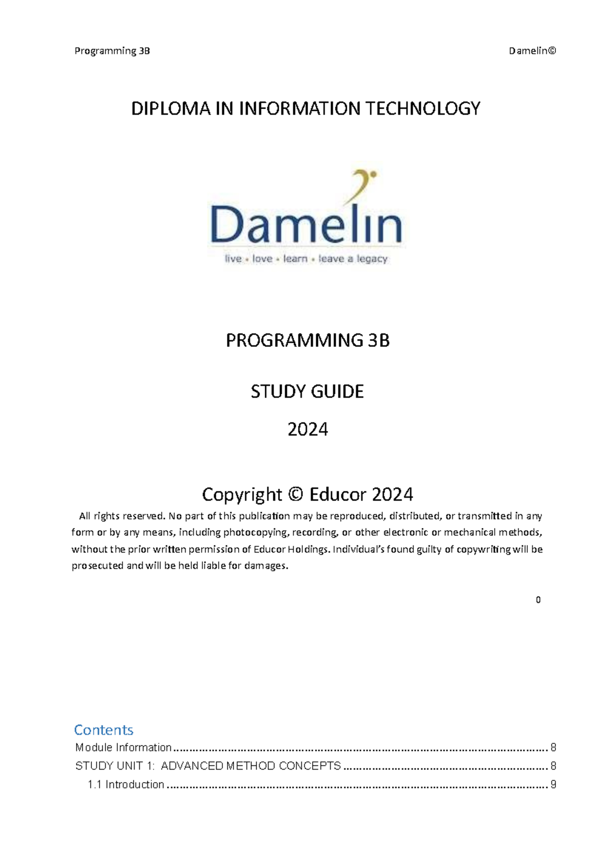 Programming 3B Study Guide 2024 - DIPLOMA IN INFORMATION TECHNOLOGY ...