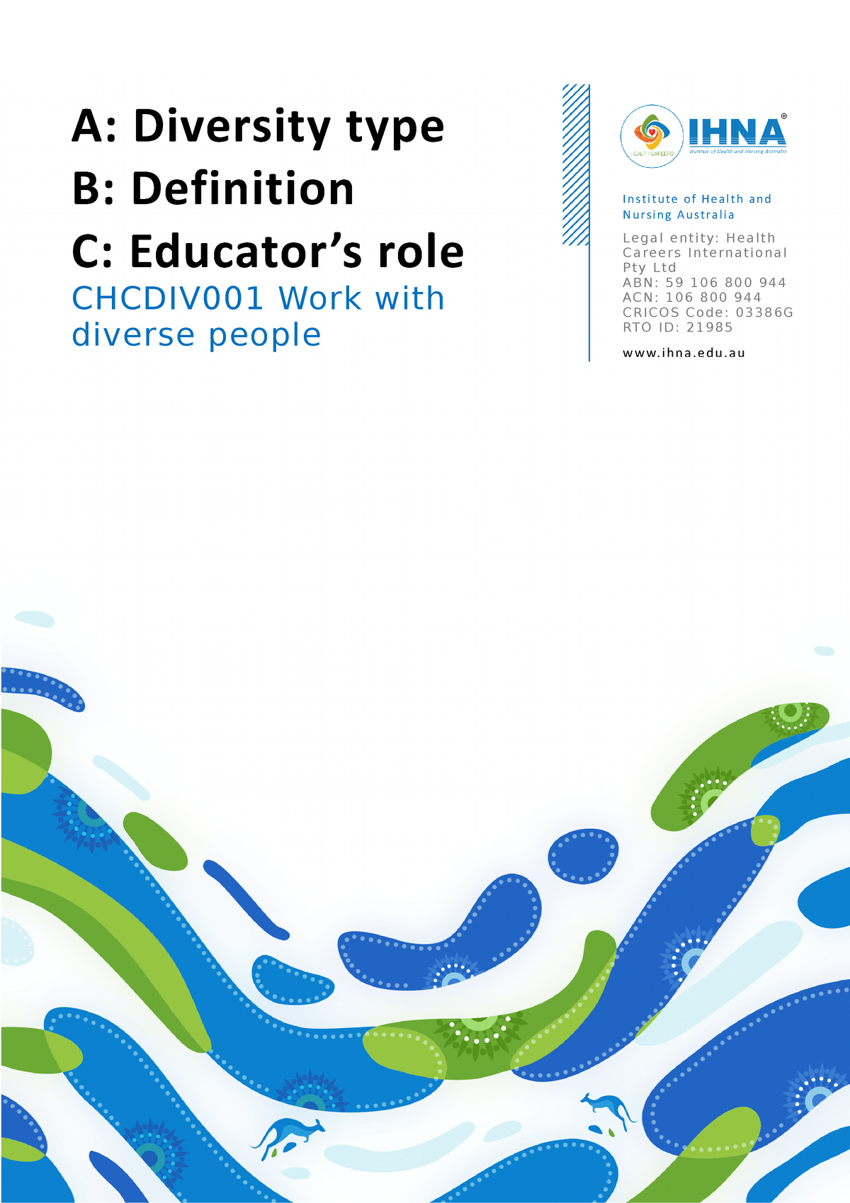 chcdiv-001-ho-a-diversity-type-b-definition-c-educators-role-i-n-s-t-u-te-o-f-he-a-l