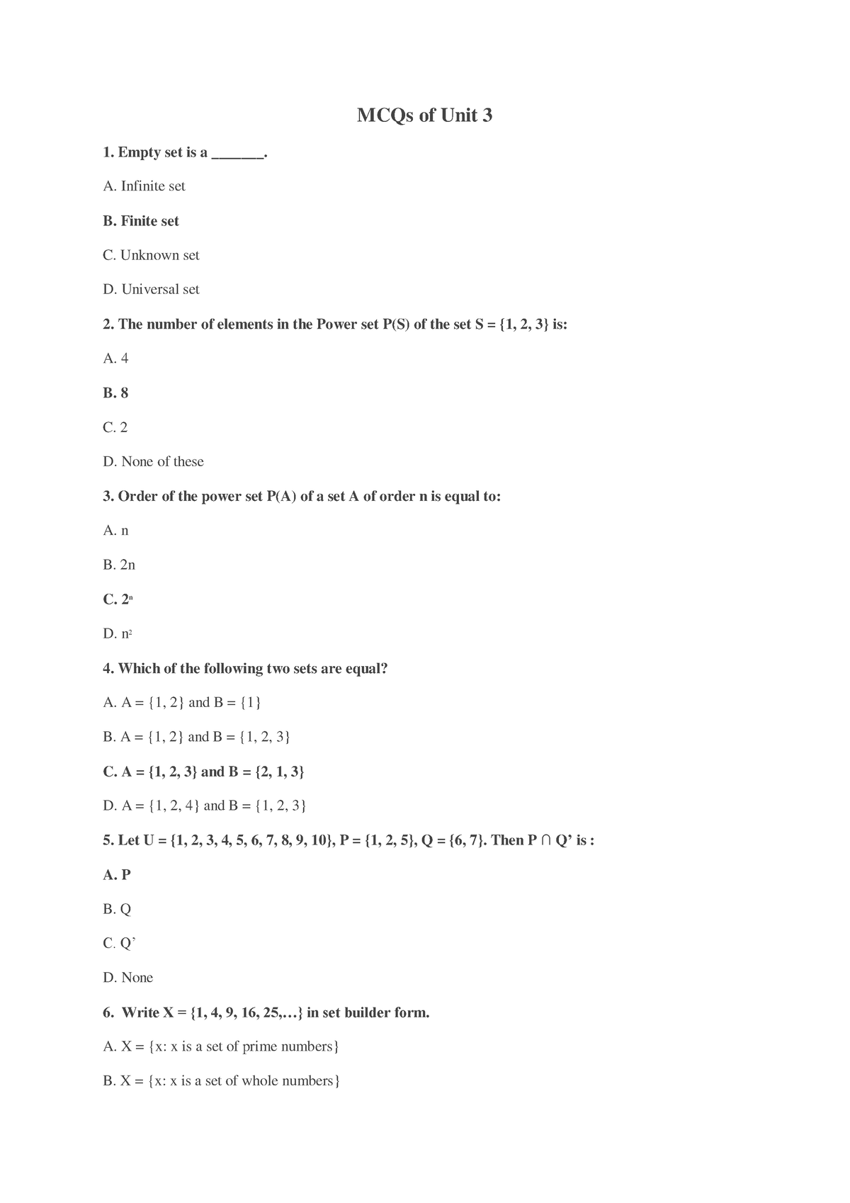 MCQs Of Unit 3 - MCQ - MCQs Of Unit 3 Empty Set Is A _______. A ...