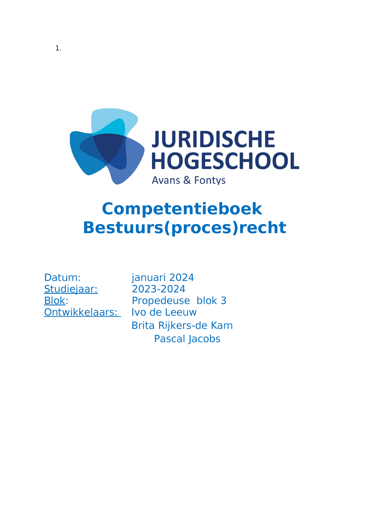 Competentieboek Bestuurs(proces)recht 2324 - 1. Competentieboek ...