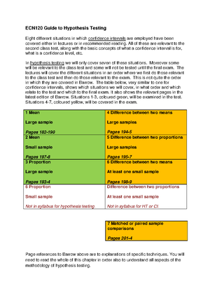 Guide To Hypothesis testing - ECN120 Guide to Hypothesis Testing Eight ...