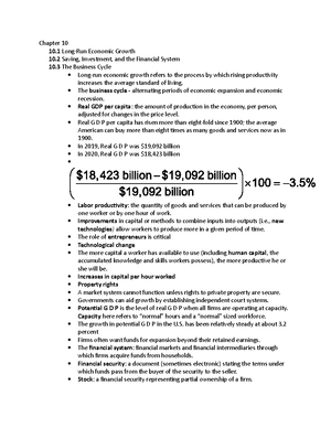 Macroeconomic 1 - notes - Gross domestic product (GDP): is the sum of ...