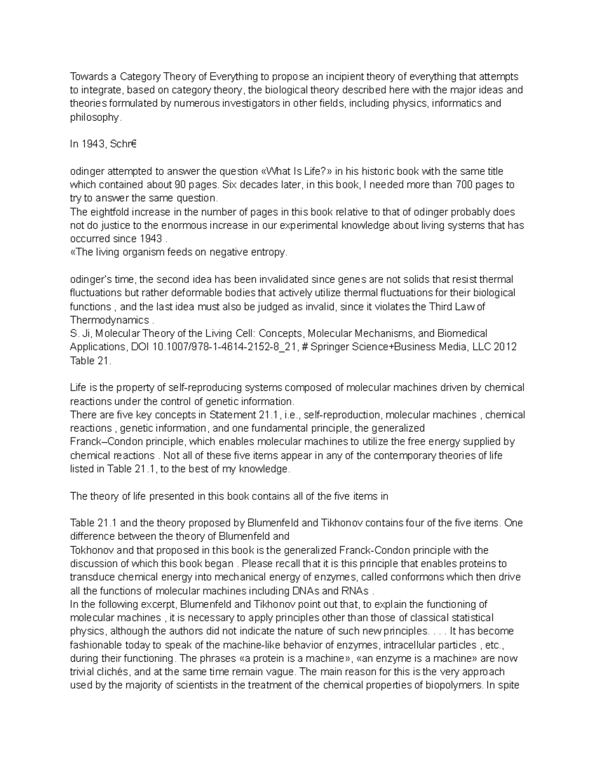 Biology notes 51 Towards a Category Theory of Everything to propose