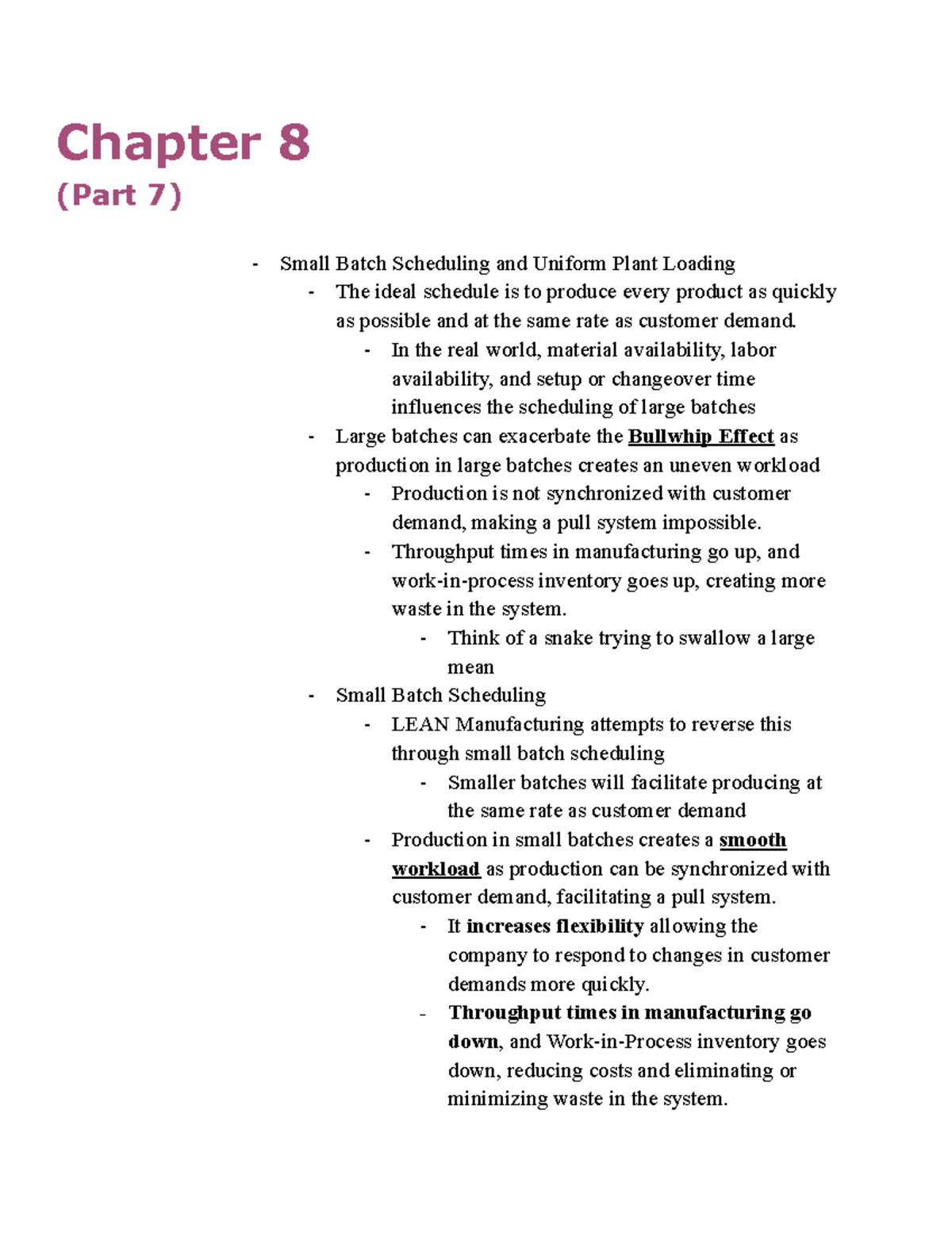 Chapter 8(part7) Chapter 8 (Part 7) Small Batch Scheduling and Uniform Plant Loading The ideal