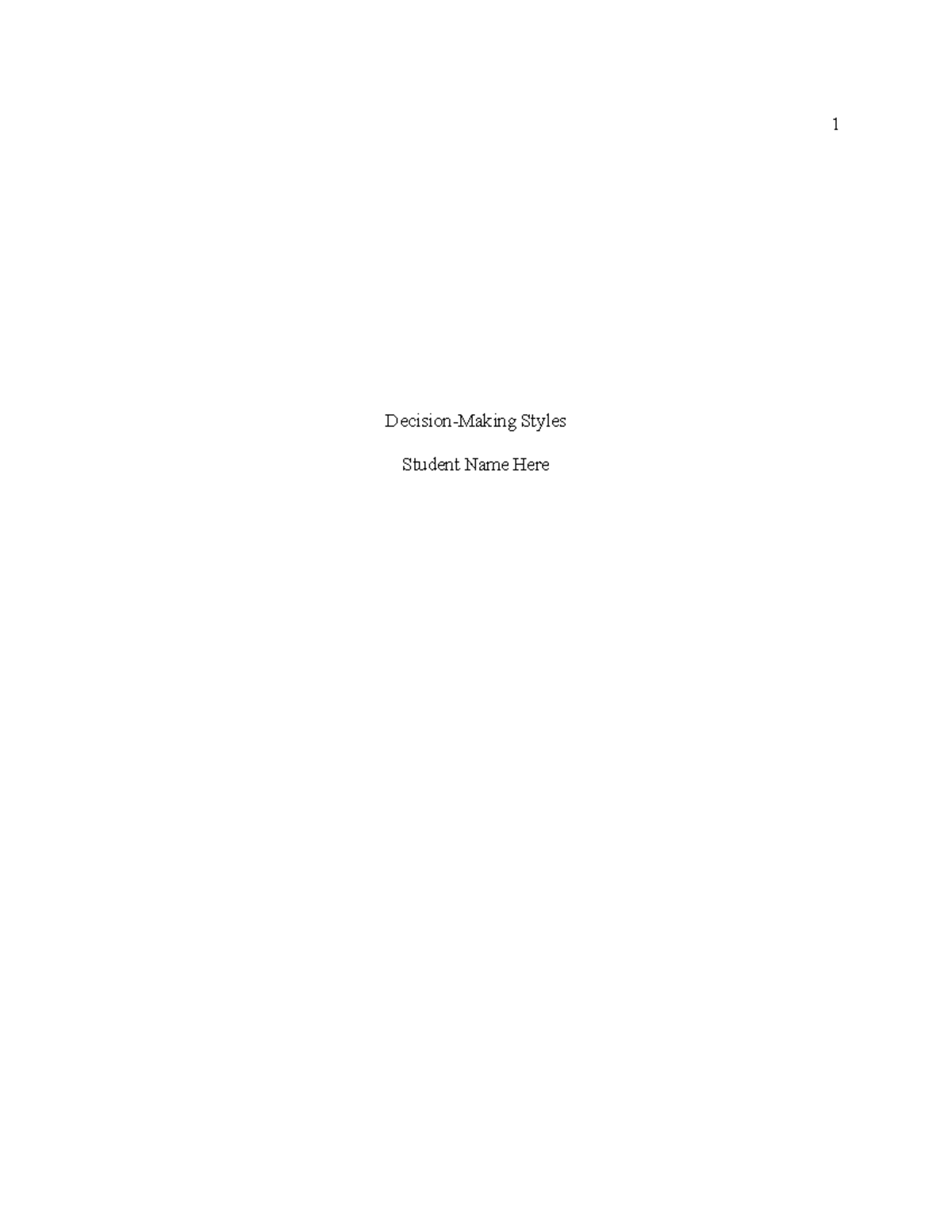 Format Template - A lot of details are found here - Decision-Making ...