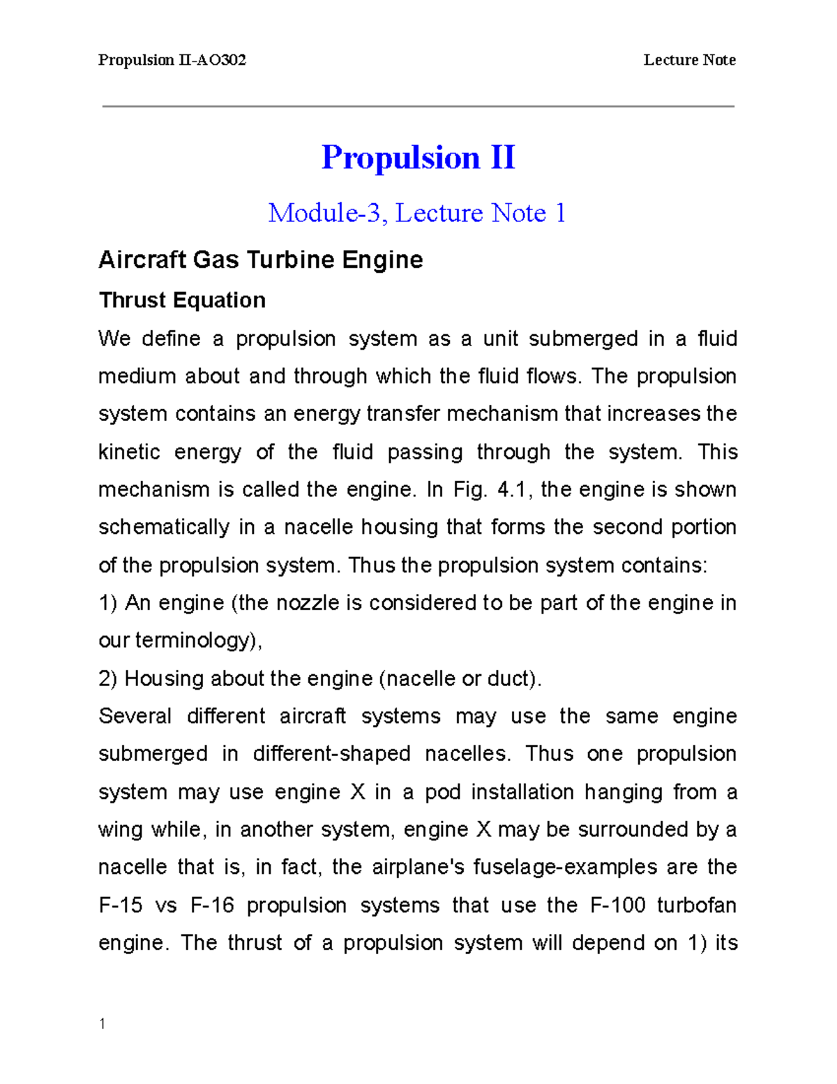 Propulsion II Module 3 Lecture Note 1 - Propulsion II Module-3, Lecture ...