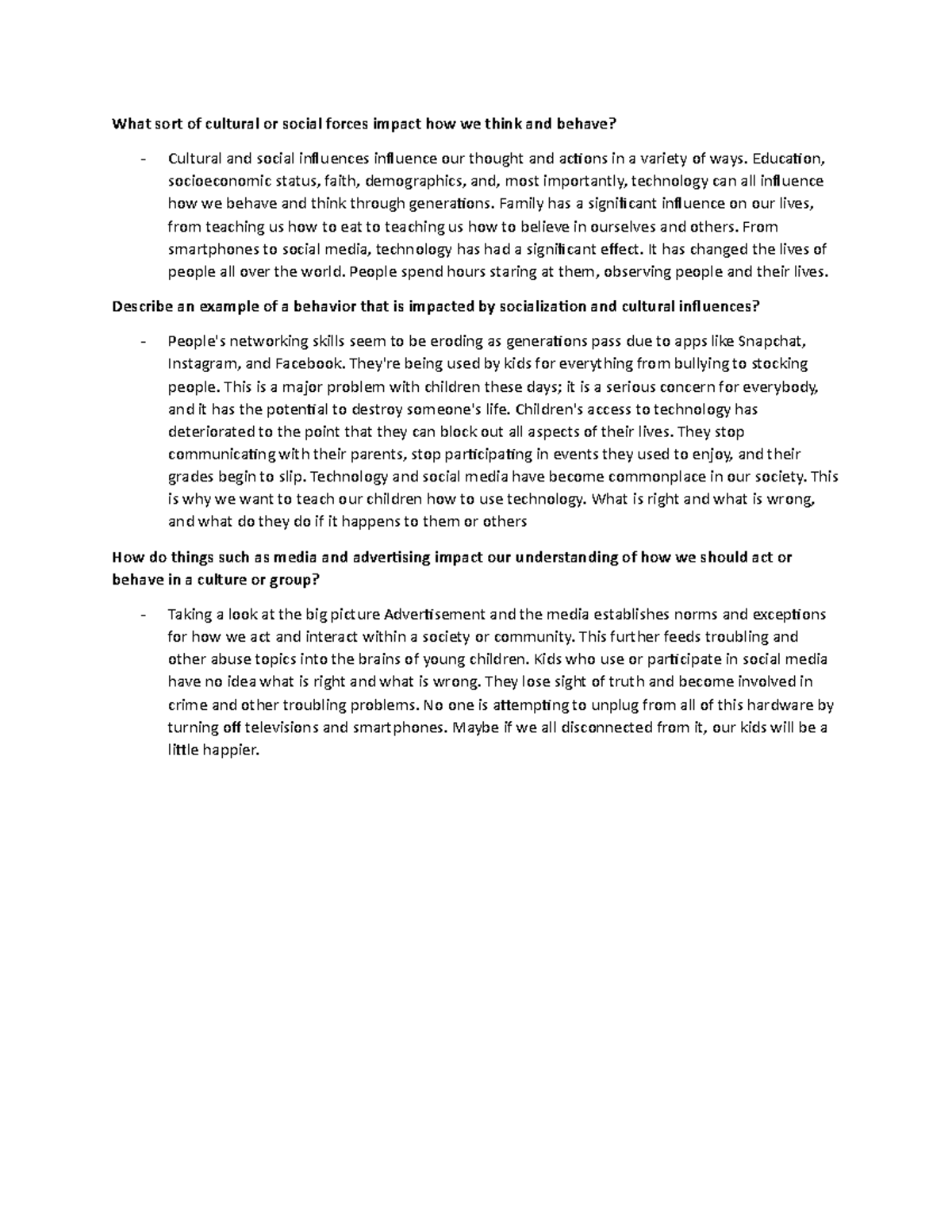 3-4 Cultural and Social Forces - What sort of cultural or social forces ...