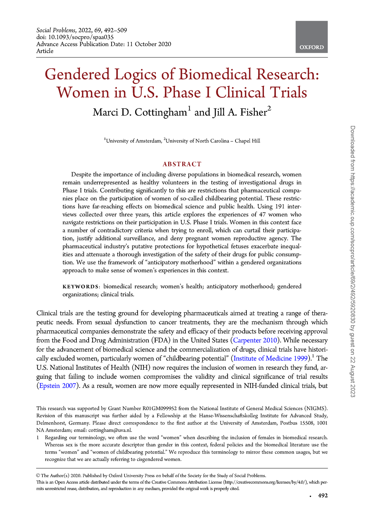 Gendered Logics Of Biomedical Research - Phase I Clinical Trials Marci ...