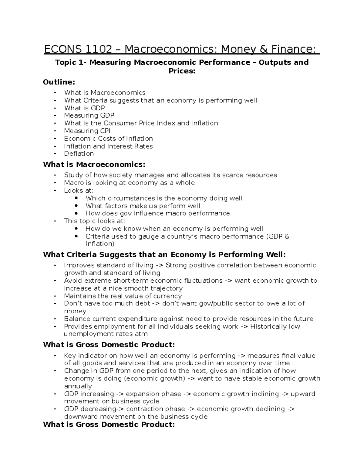 Econs 1102 - 2022 SEM 2 - ECONS 1102 – Macroeconomics: Money & Finance ...