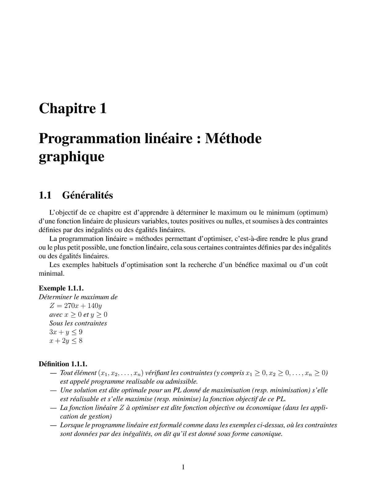 Chapitre Prog Linéaire - Chapitre 1 Programmation Lin ́eaire : M ...