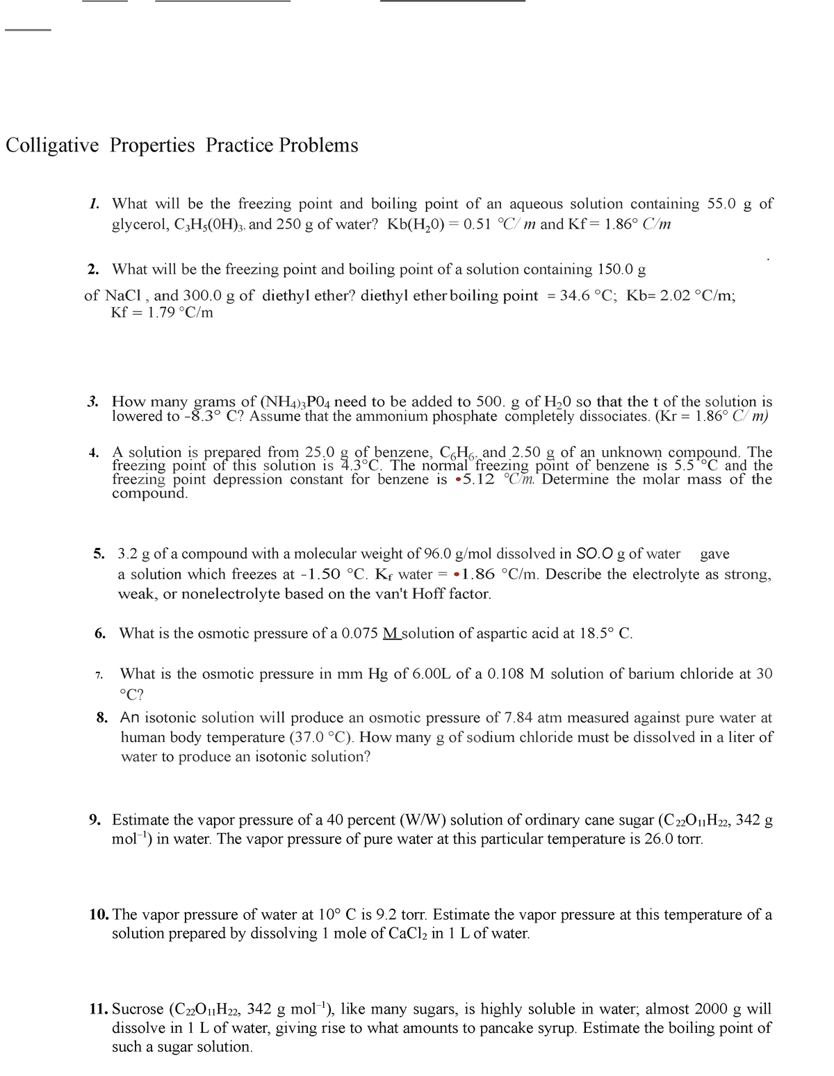 assignment on colligative properties