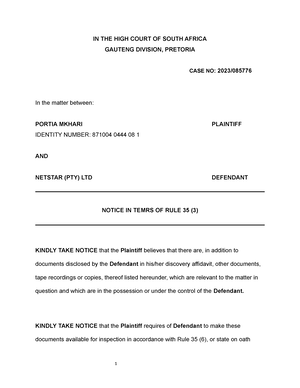 Index AND Pagination - CIVIL PROCEDURE - IN THE HIGH COURT OF SOUTH ...