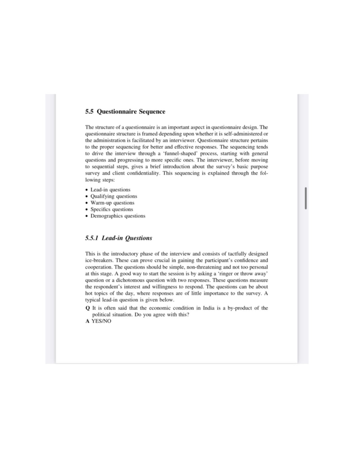 Questionnaire sequence - Business Research - Studocu
