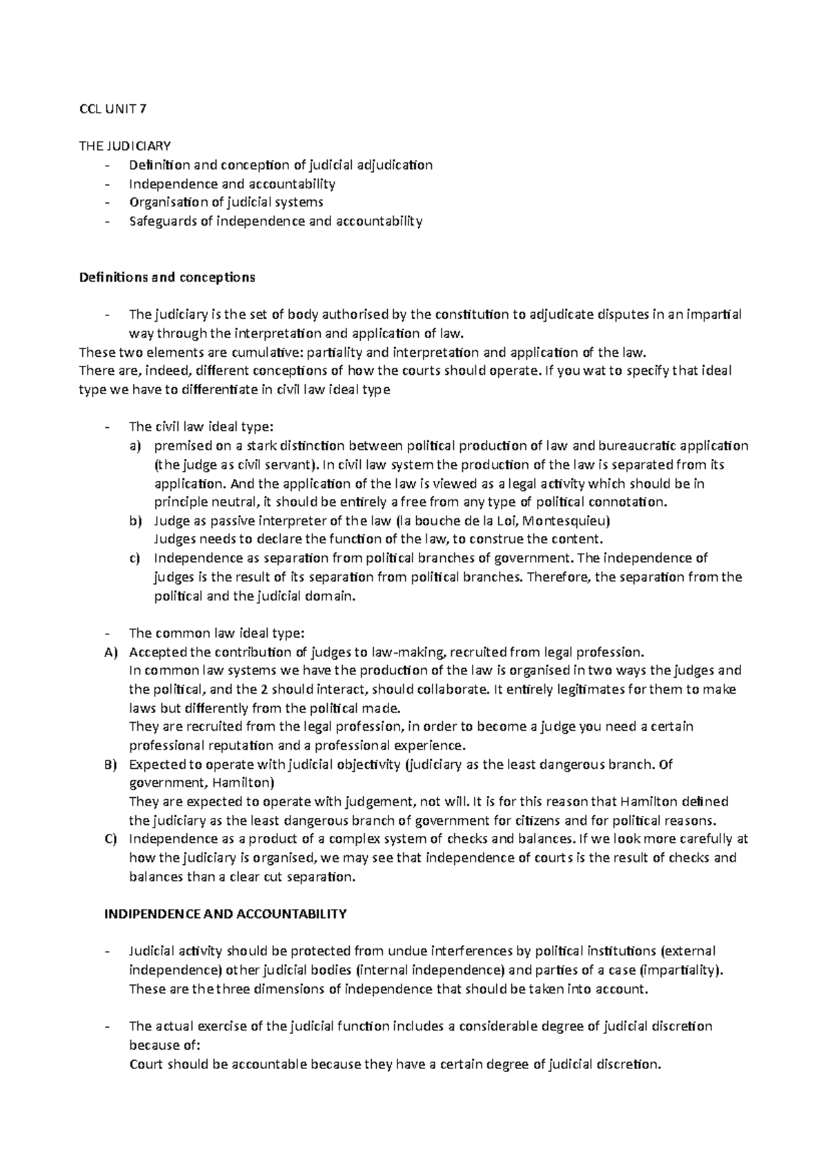 CCL UNIT 7 anwers of unit 7 ccl exam CCL UNIT 7 THE JUDICIARY