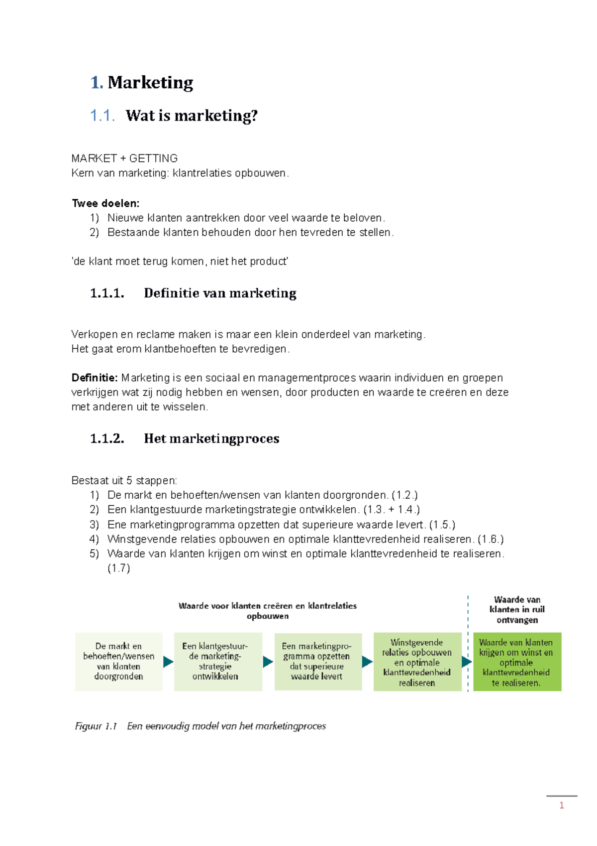 Marketing - Samenvatting - 1. Marketing 1. Wat Is Marketing? MARKET ...