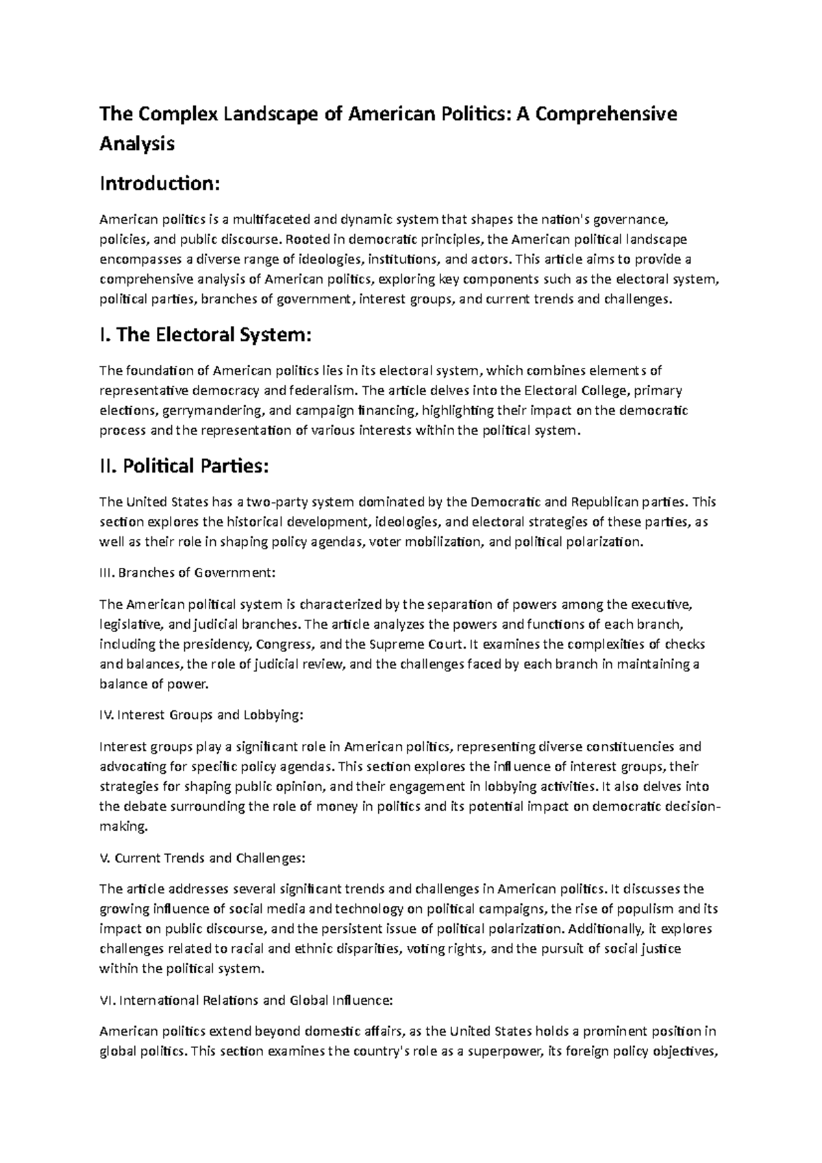 The Complex Landscape of American Politics - Rooted in democratic ...