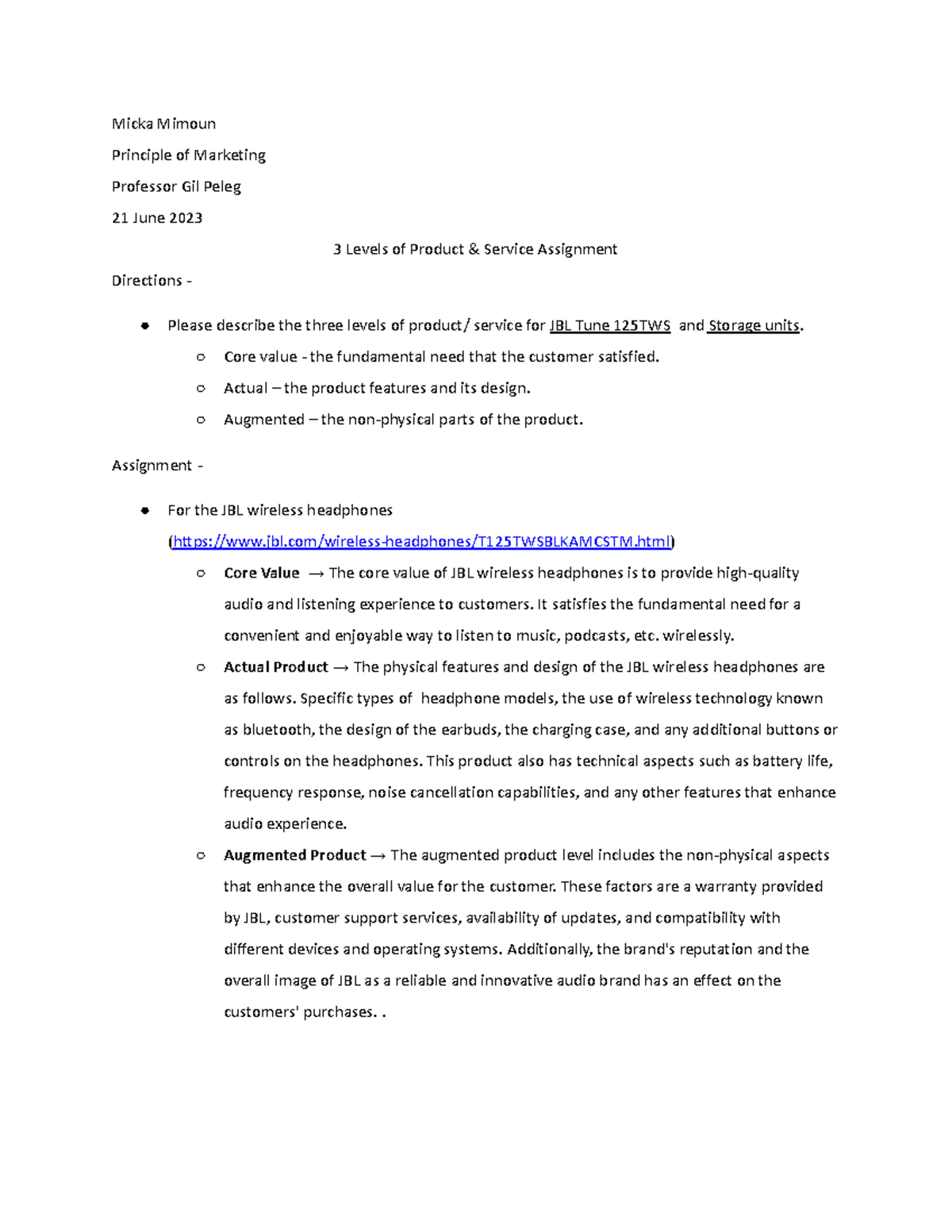 3 Levels of Product & Service Assignment - Micka Mimoun Principle of ...